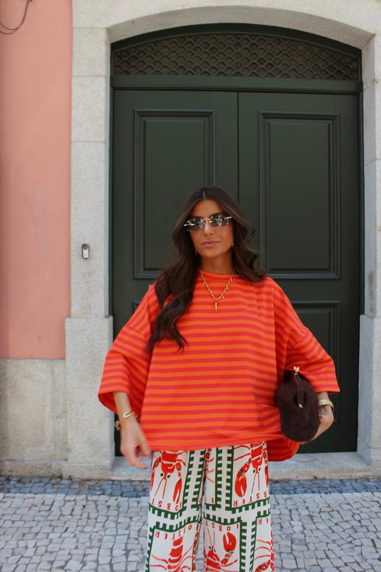 Orange & Red Striped T-shirt