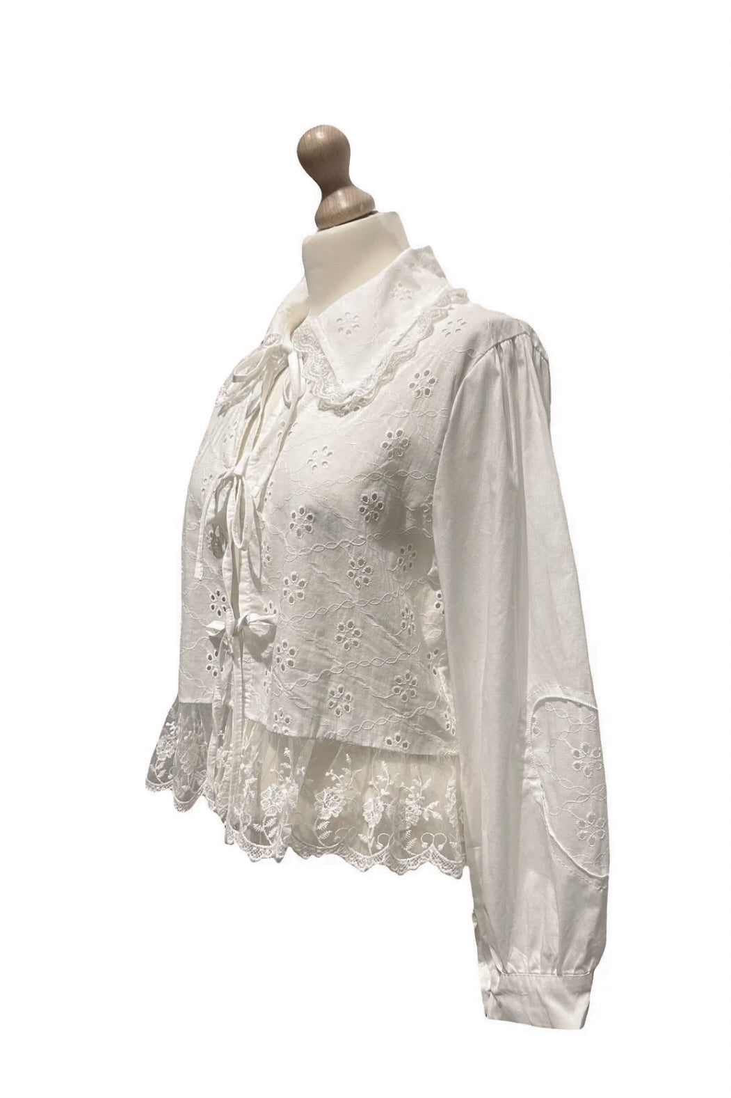 Blouse with Lace and English Embroidery Details