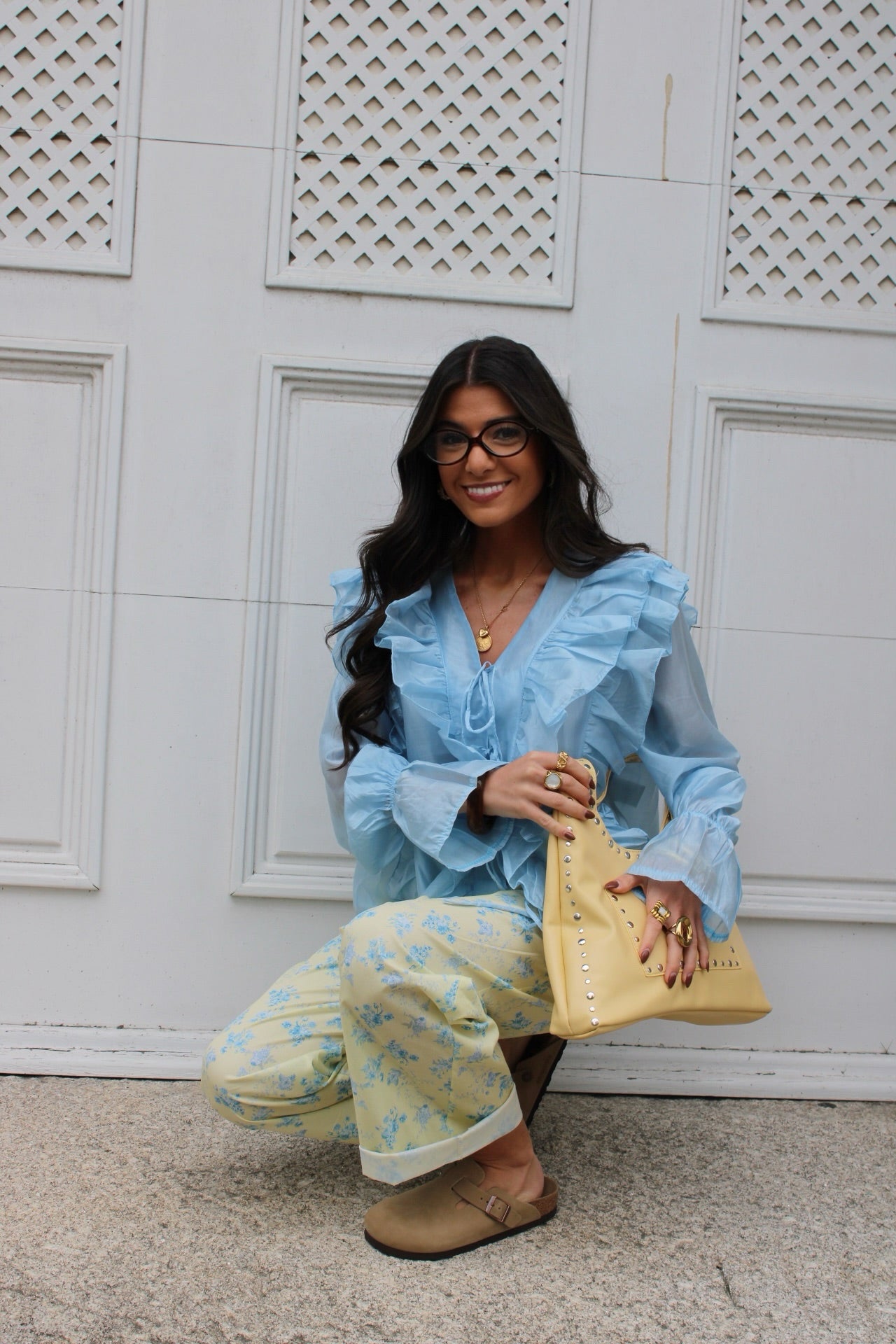 Ruffled Blouse in Blue (Pre-order | shipping on May 16)