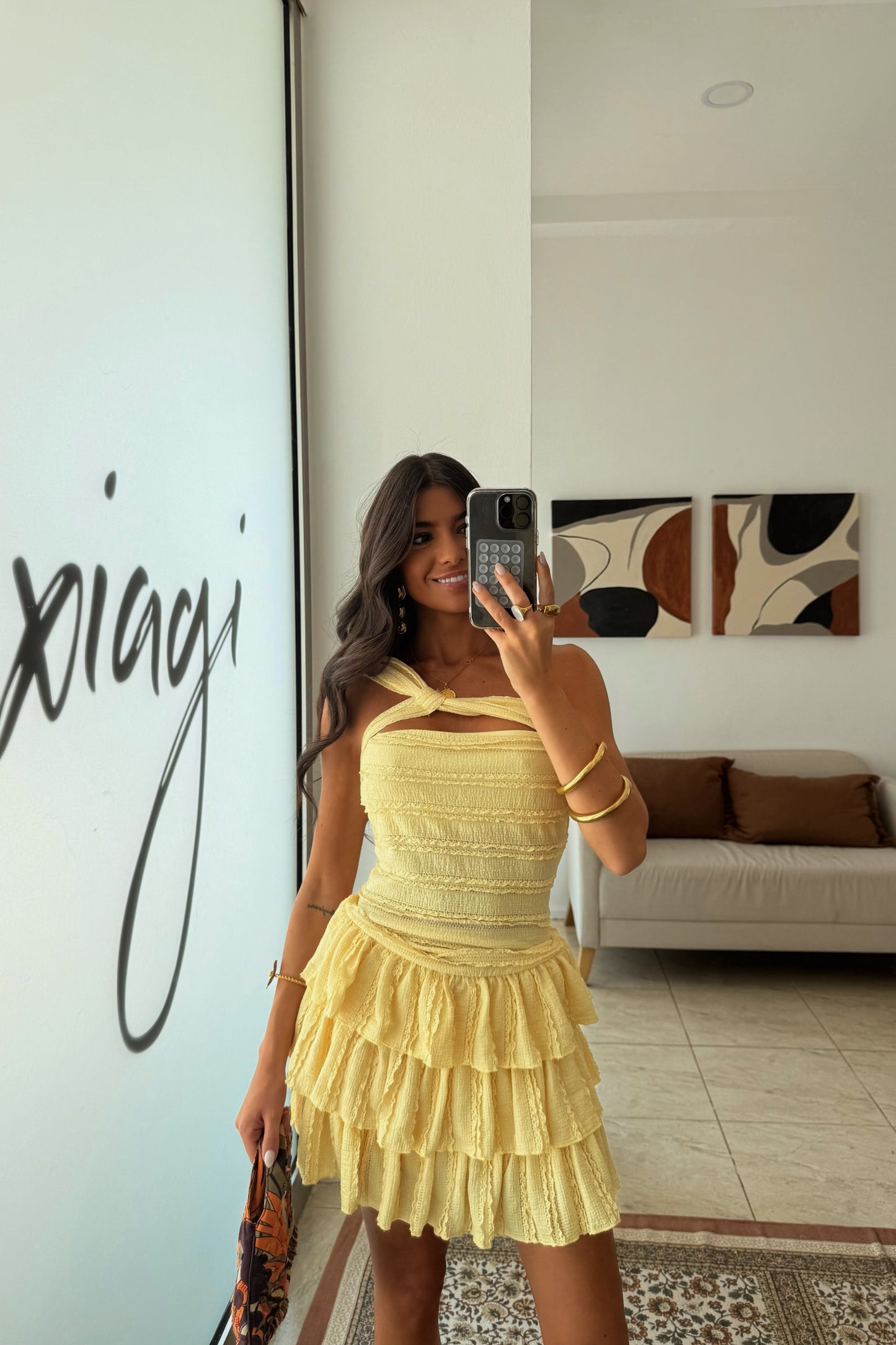 Butter Yellow Ruffle Dress