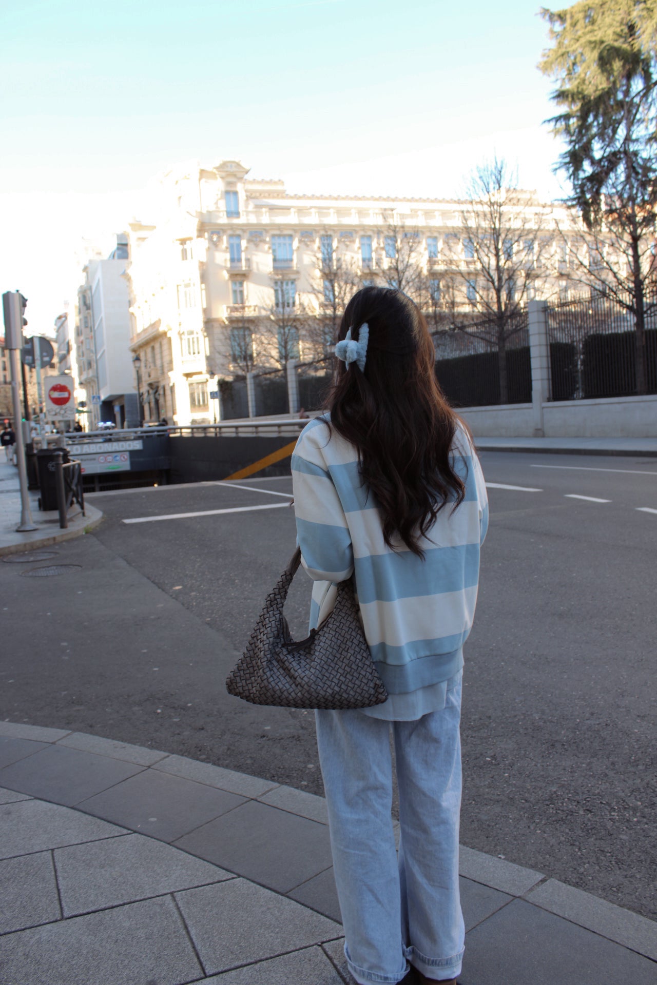 Genuine Leather Shoulder Bag In Grey