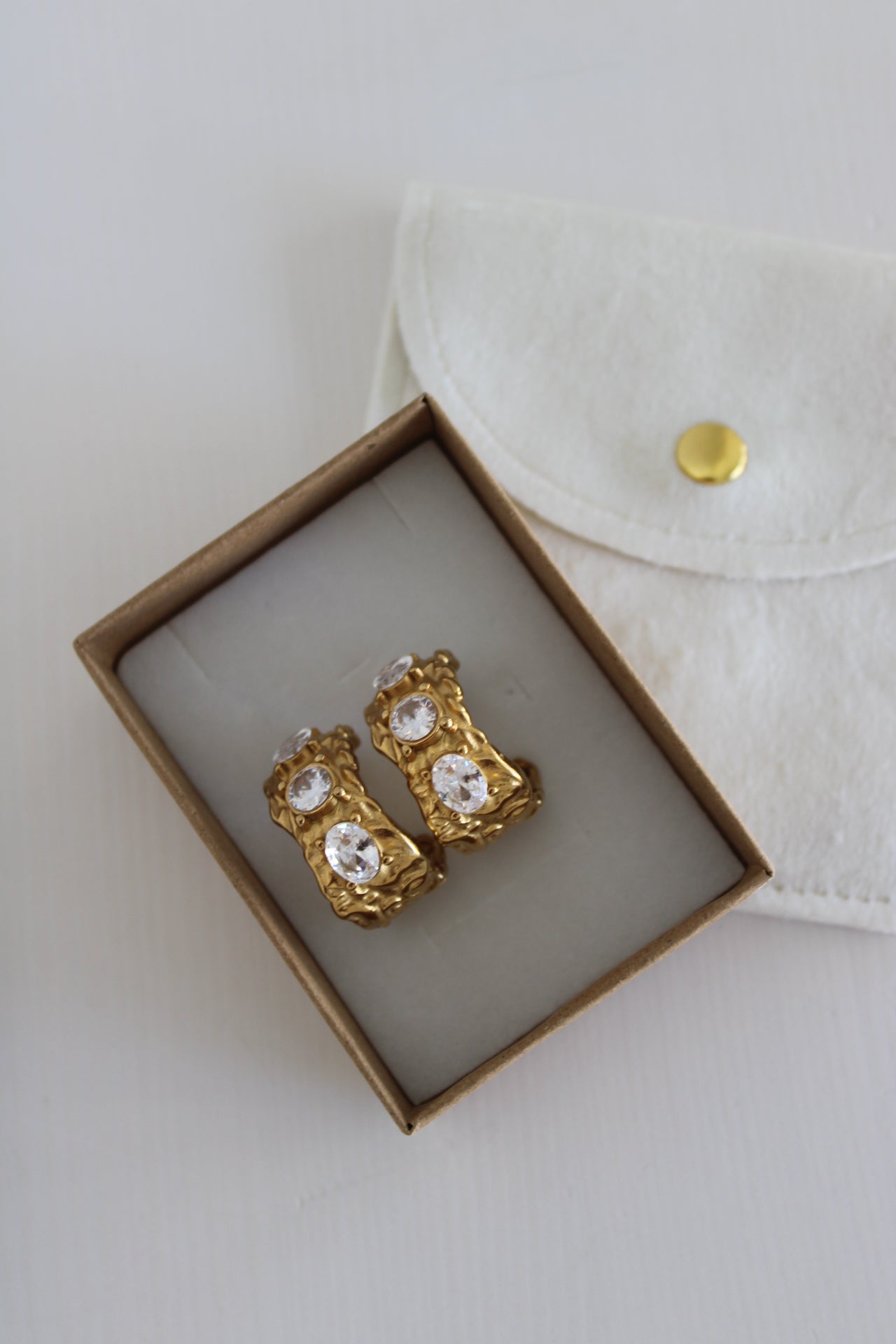 Hammered Effect Earrings with Zirconias
