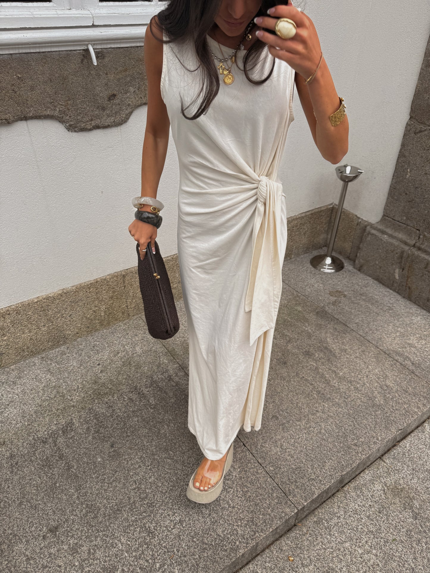 Natural Long Dress with Side Knot