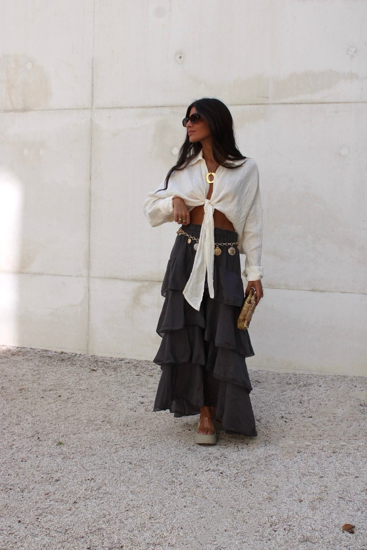 Dark Grey Layered Skirt