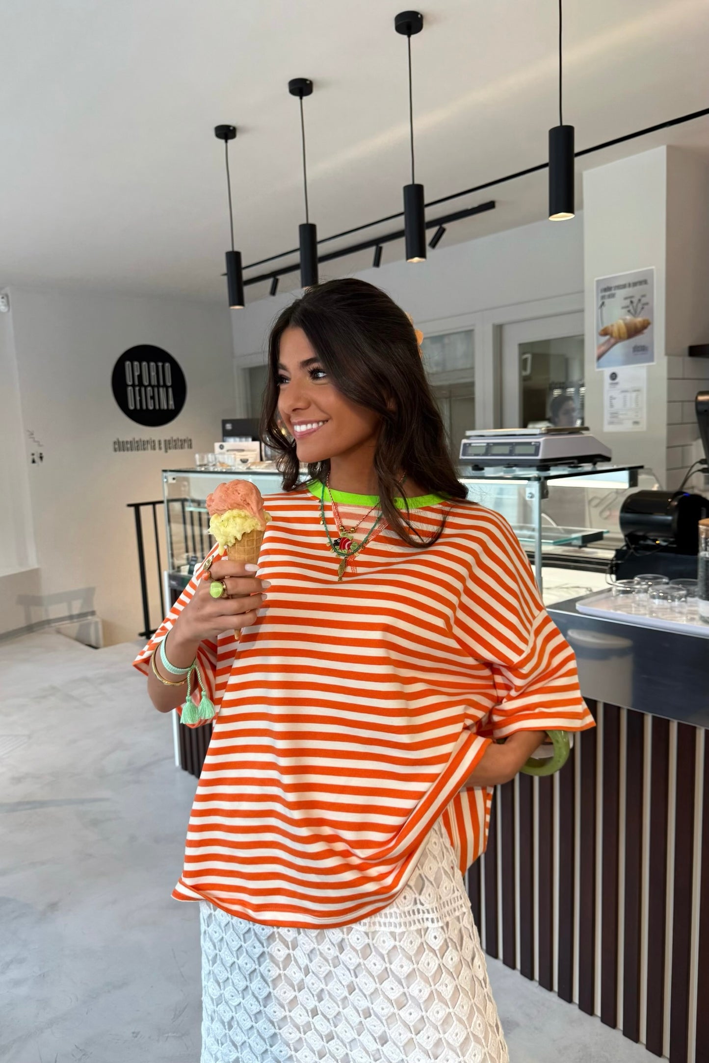 Orange Striped T-shirt with a Touch of Green (Pre-order | shipping on June 11)