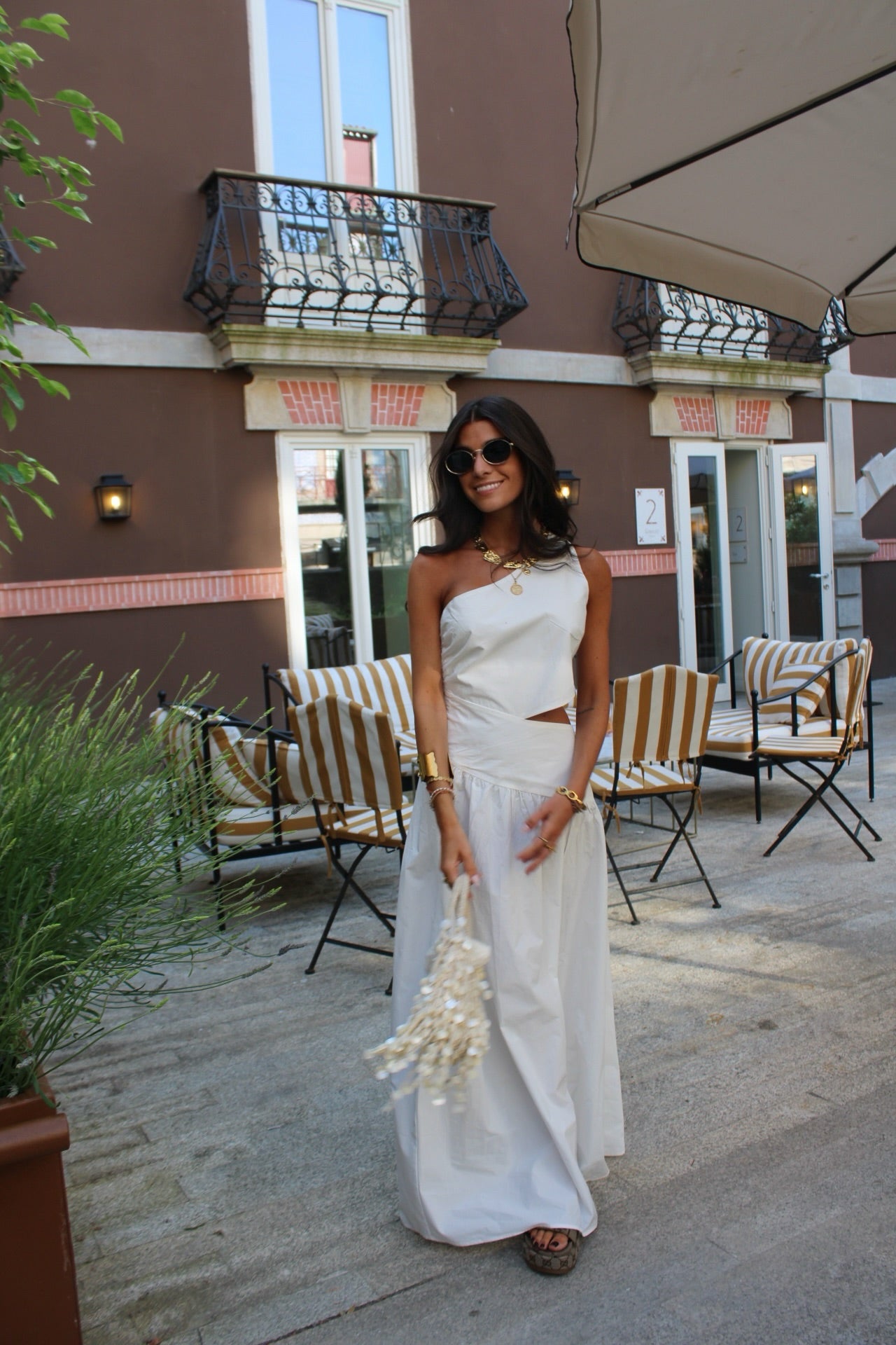 Asymmetric Maxi Dress with Cut-Out Detail