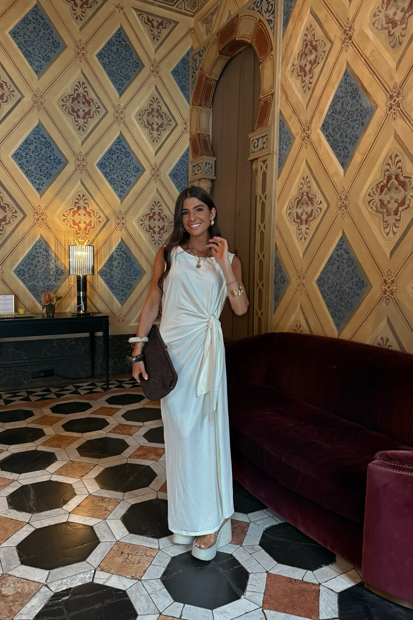 Natural Long Dress with Side Knot