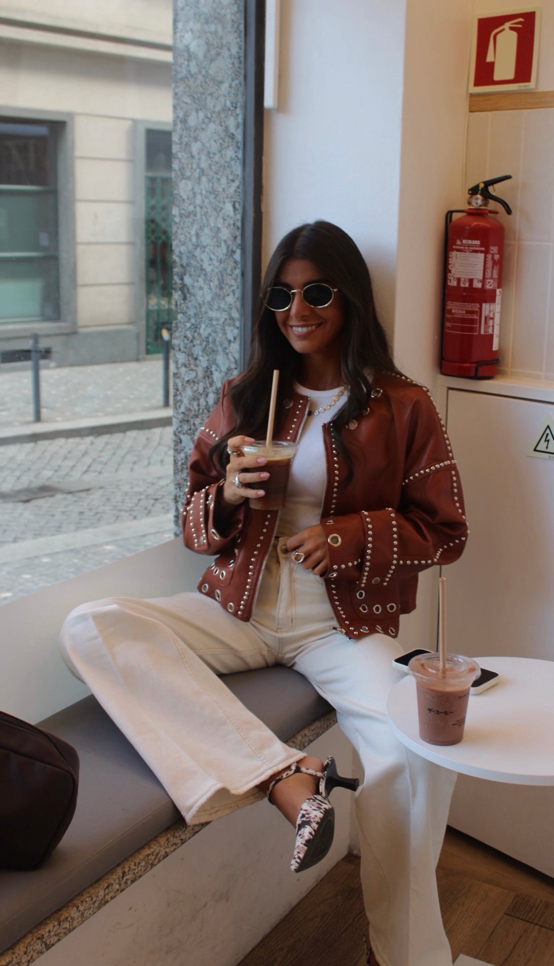 Studded Eyelet Jacket in Terracotta