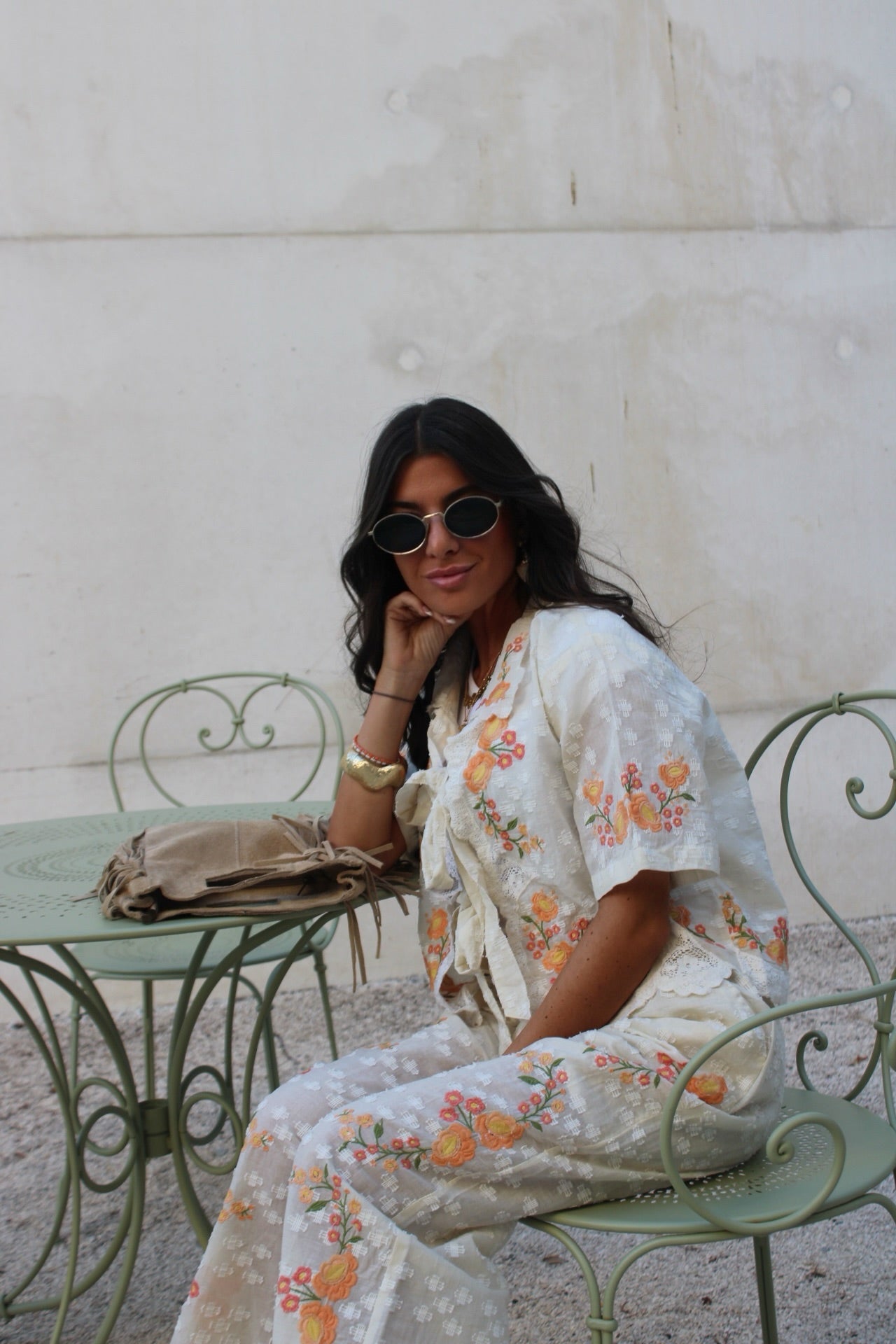 Embroidered Floral Set (Blouse & Pants)