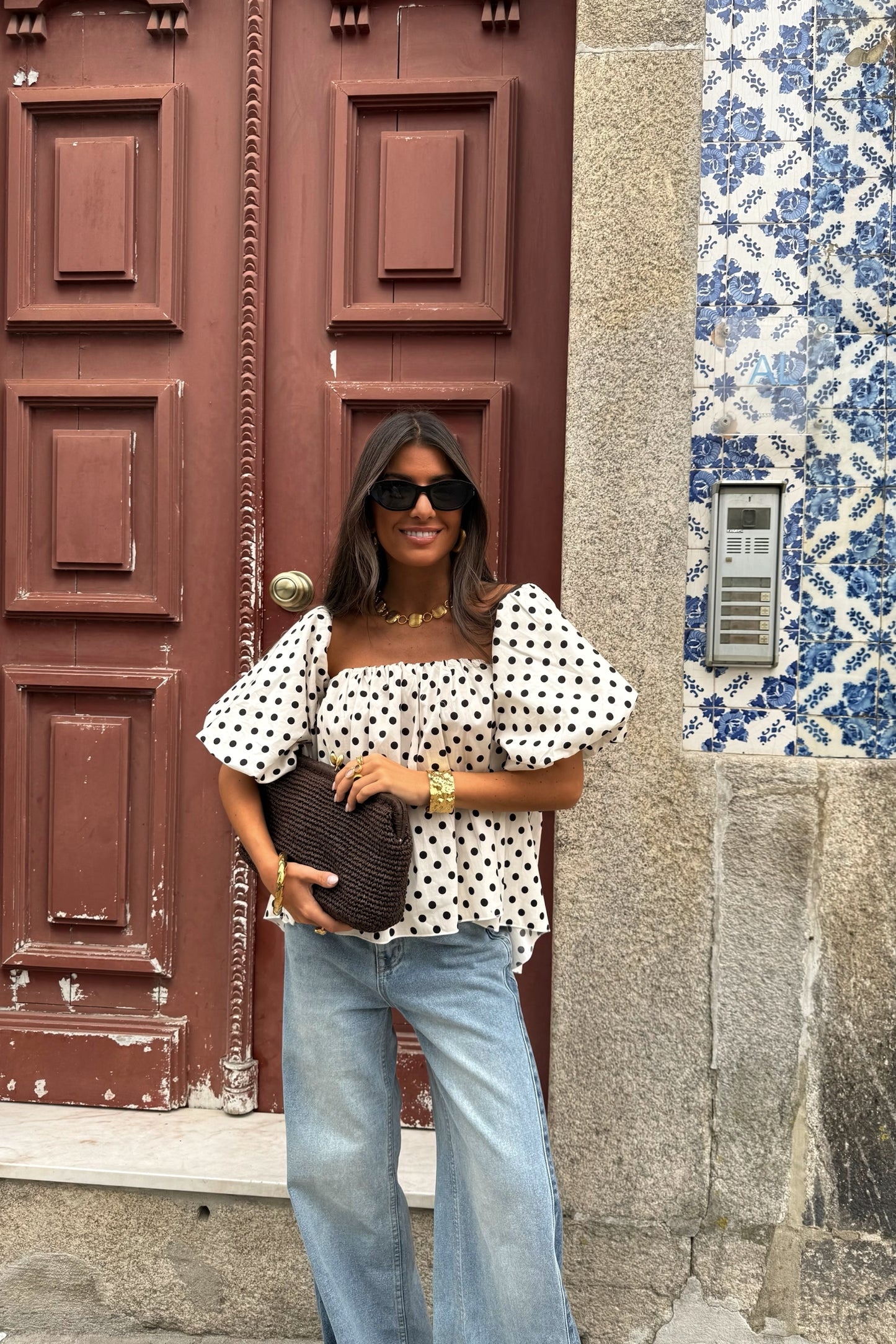 Polka Dot Off-Shoulder Top