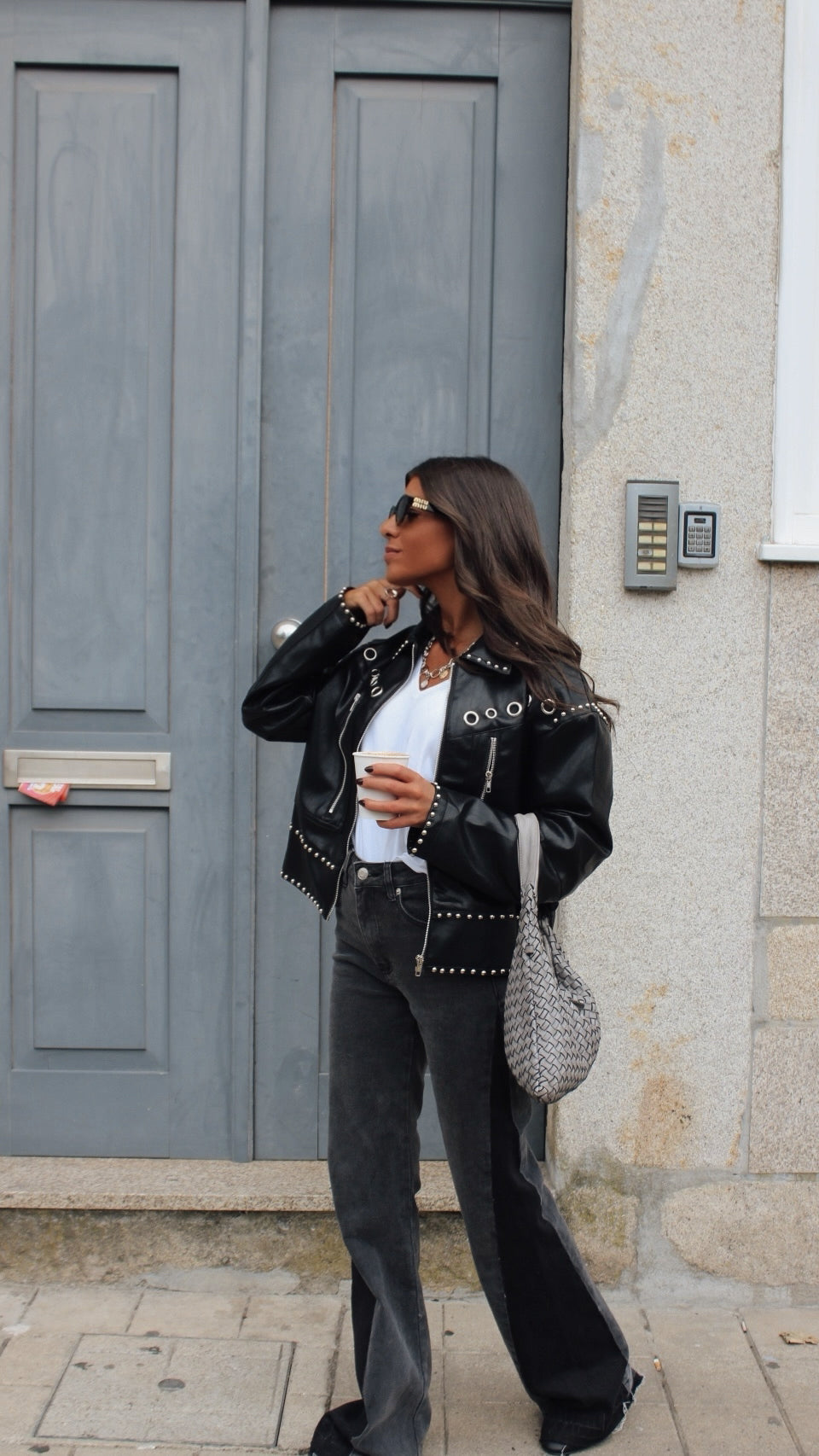 Dual Tone Black Washed Straight-Leg Jeans