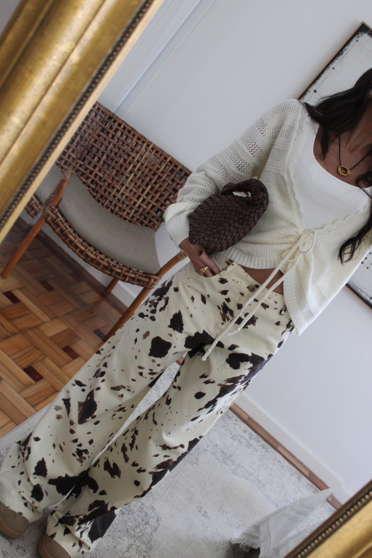 Jeans Wide Leg Cow Print