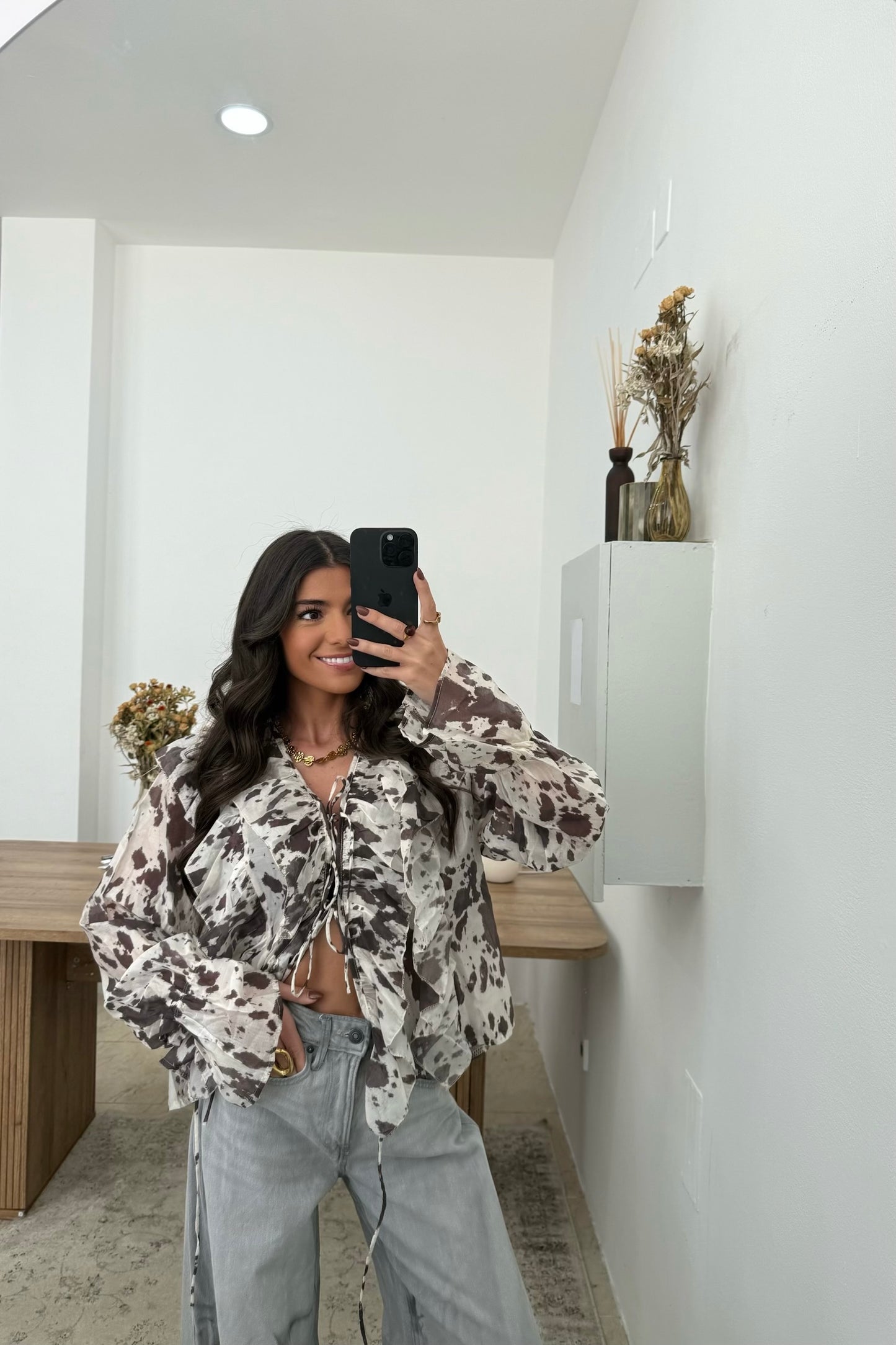 Cow Print Blouse