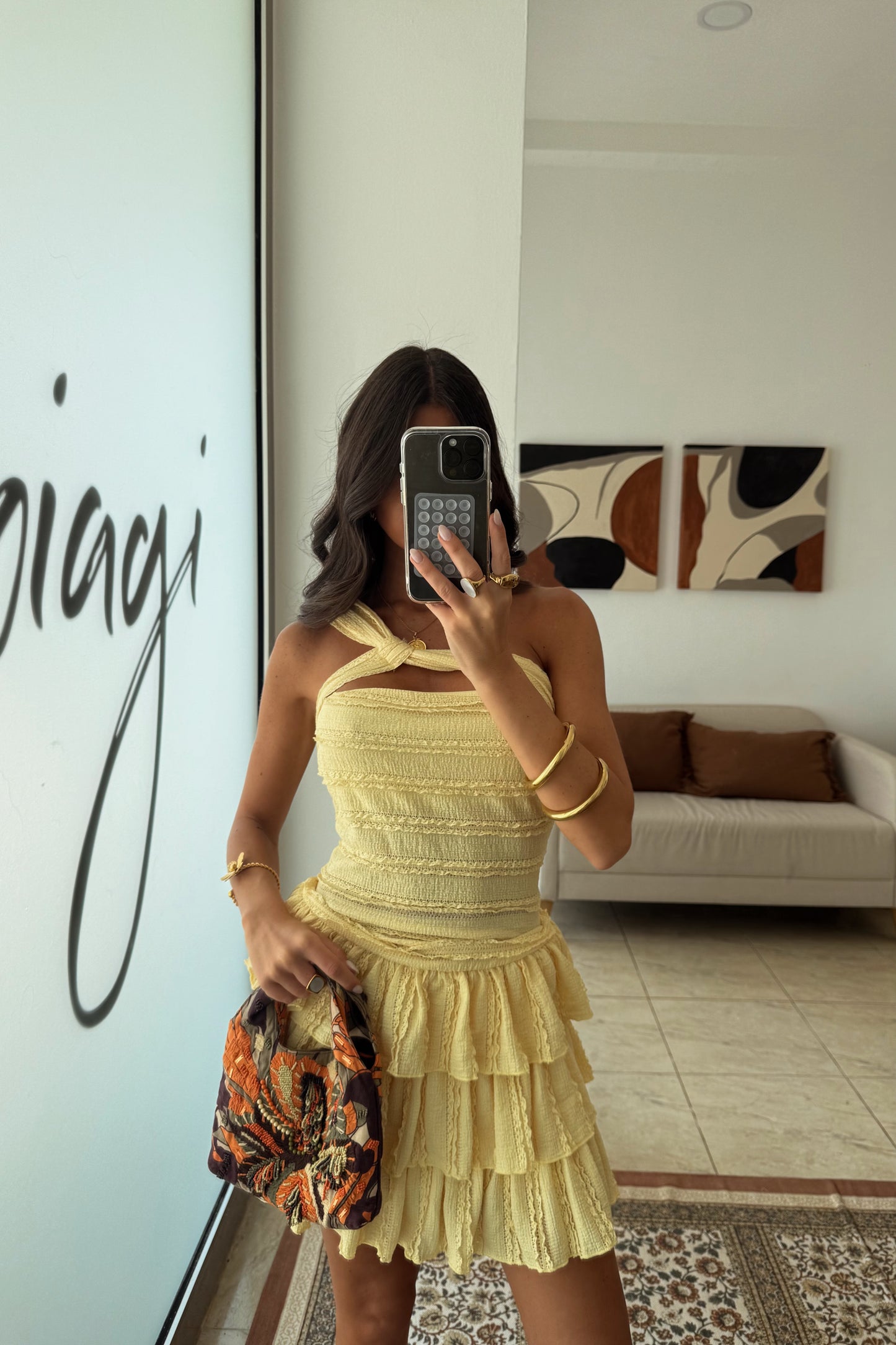 Butter Yellow Ruffle Dress