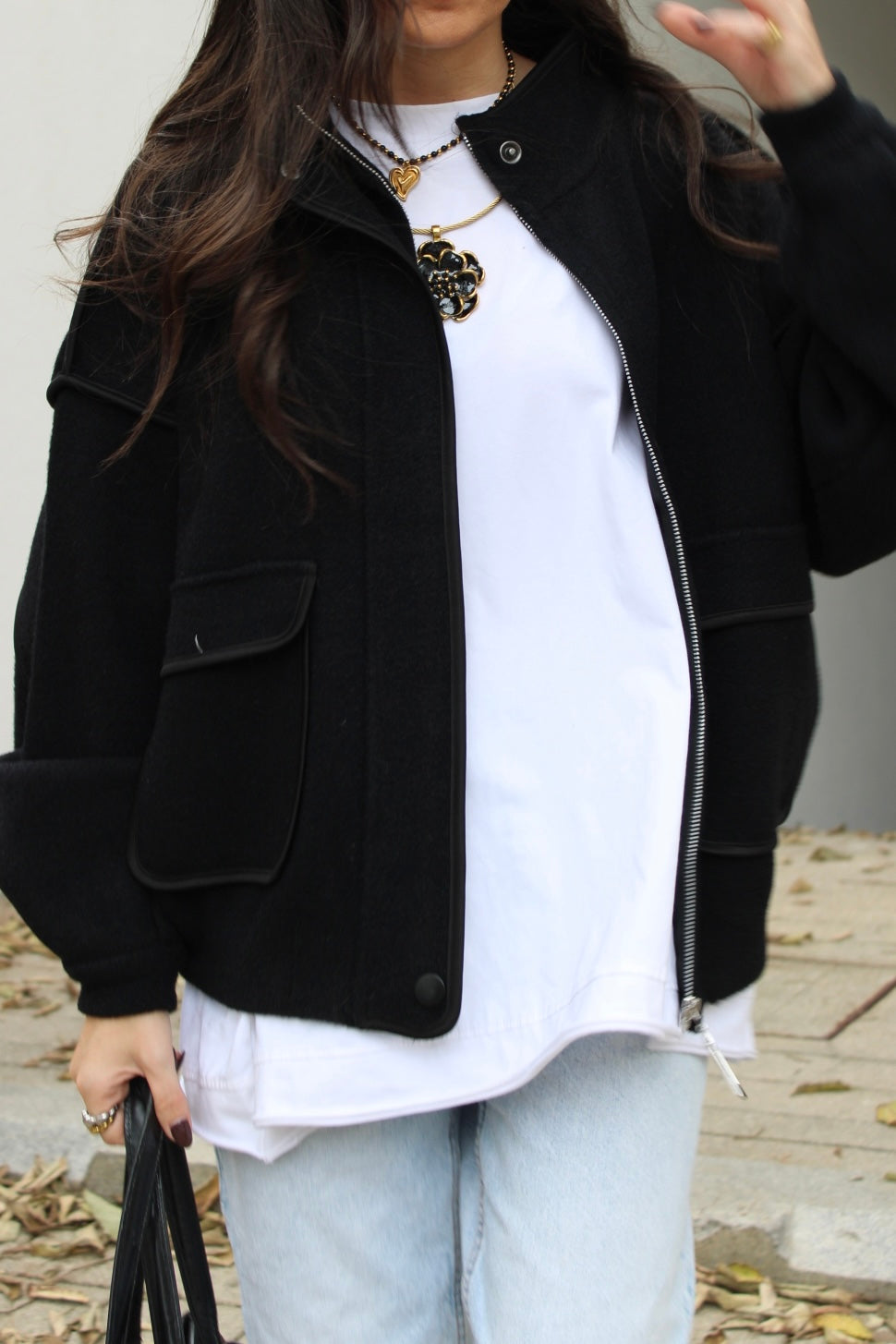 Black Double Knit Bomber