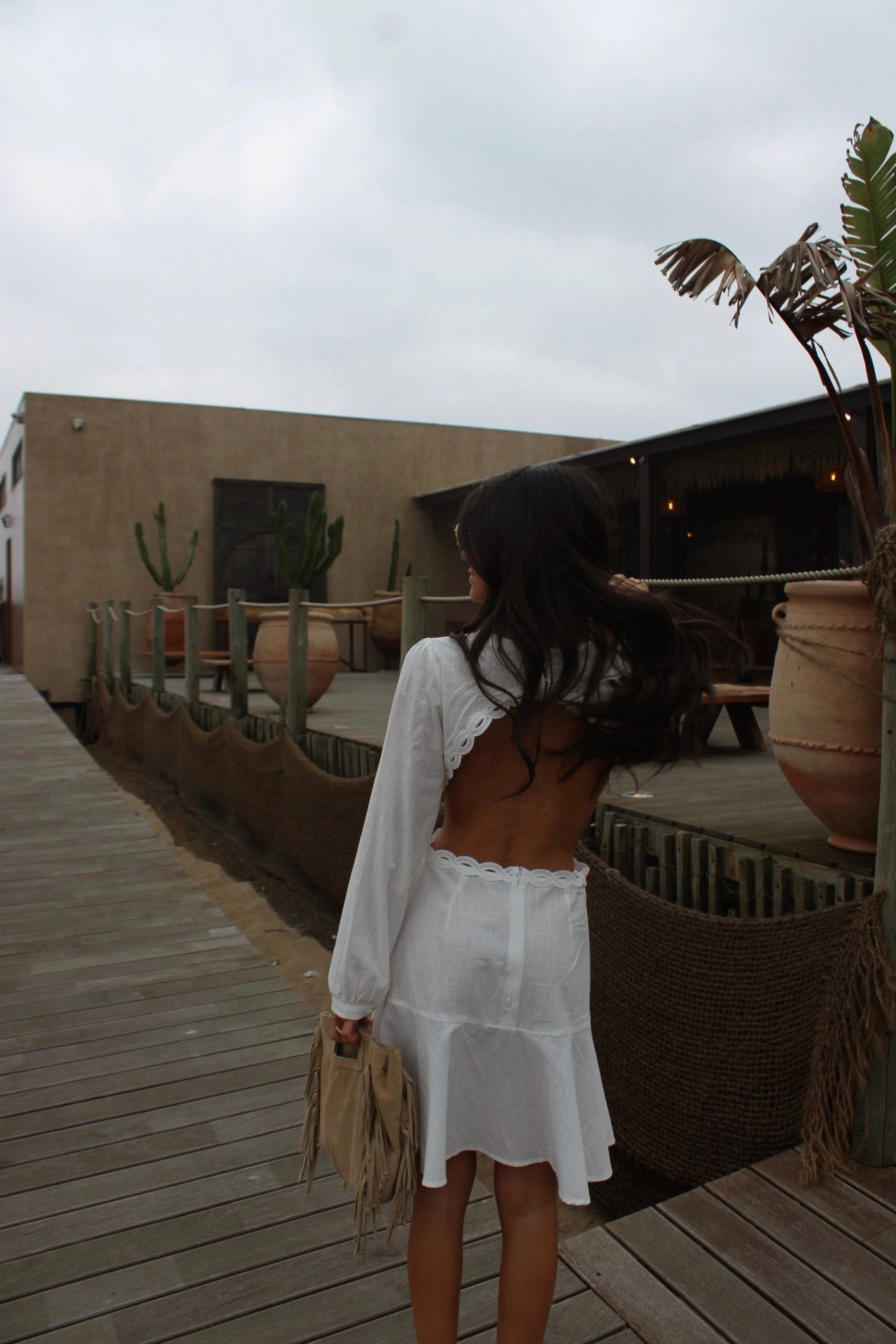 Cut Out Dress In White