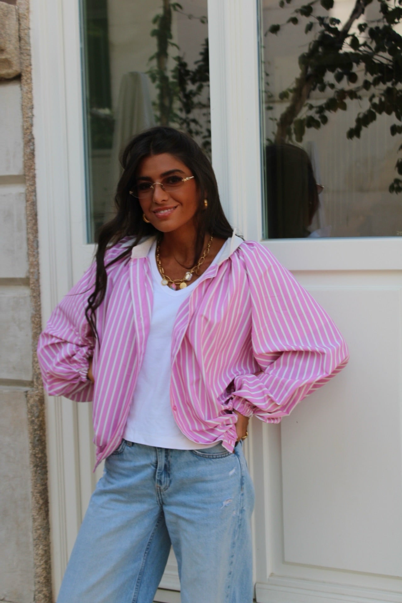 Pink & White Striped Shirt