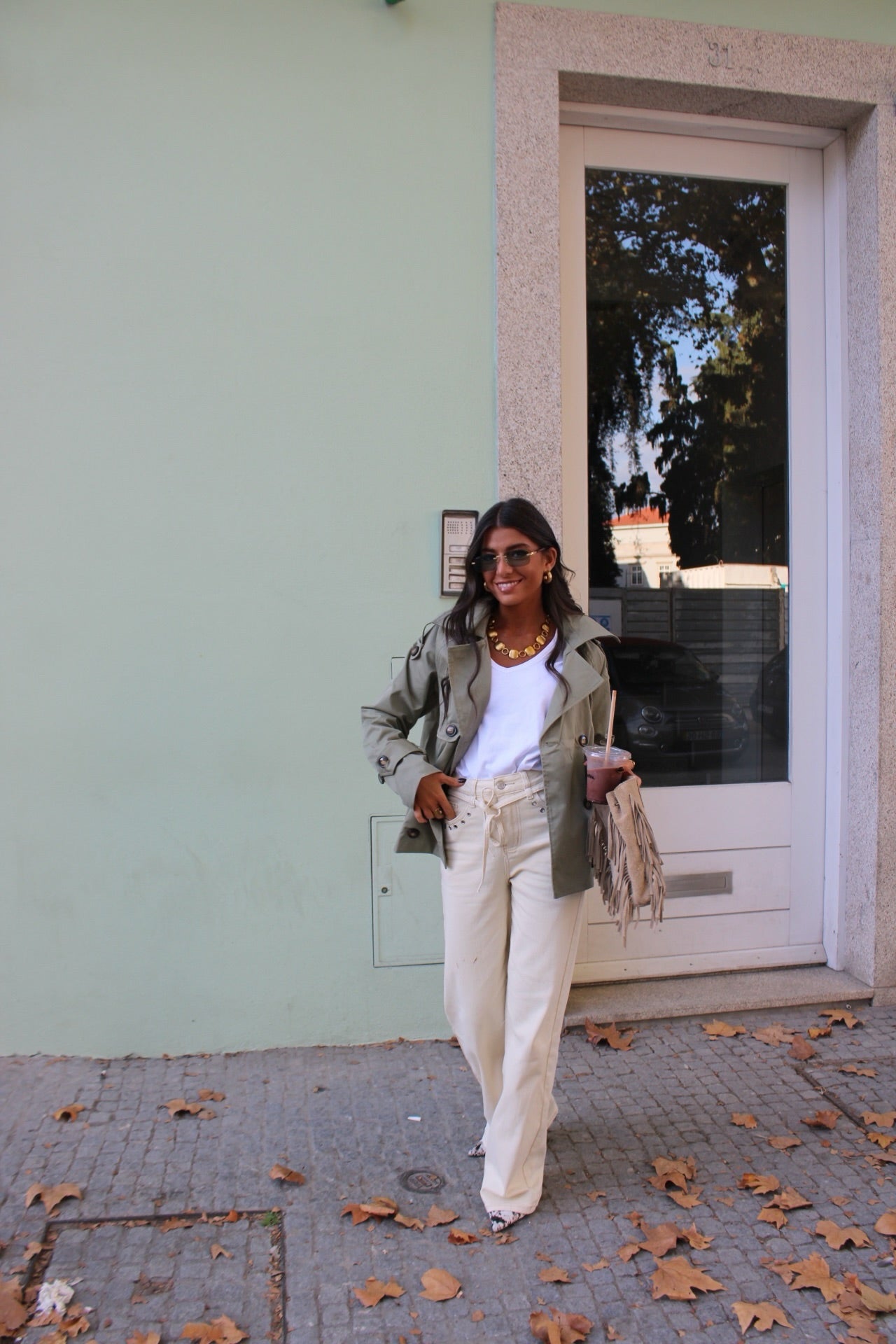 Sage Green Cropped Trench