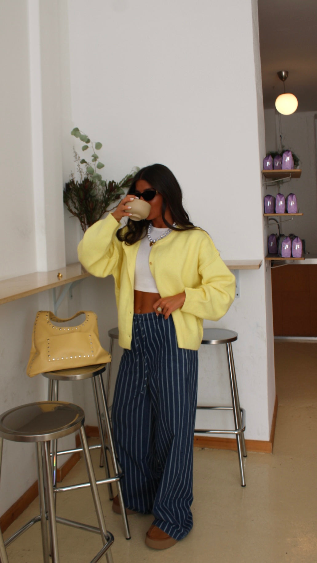 Striped Wide-Leg Jeans