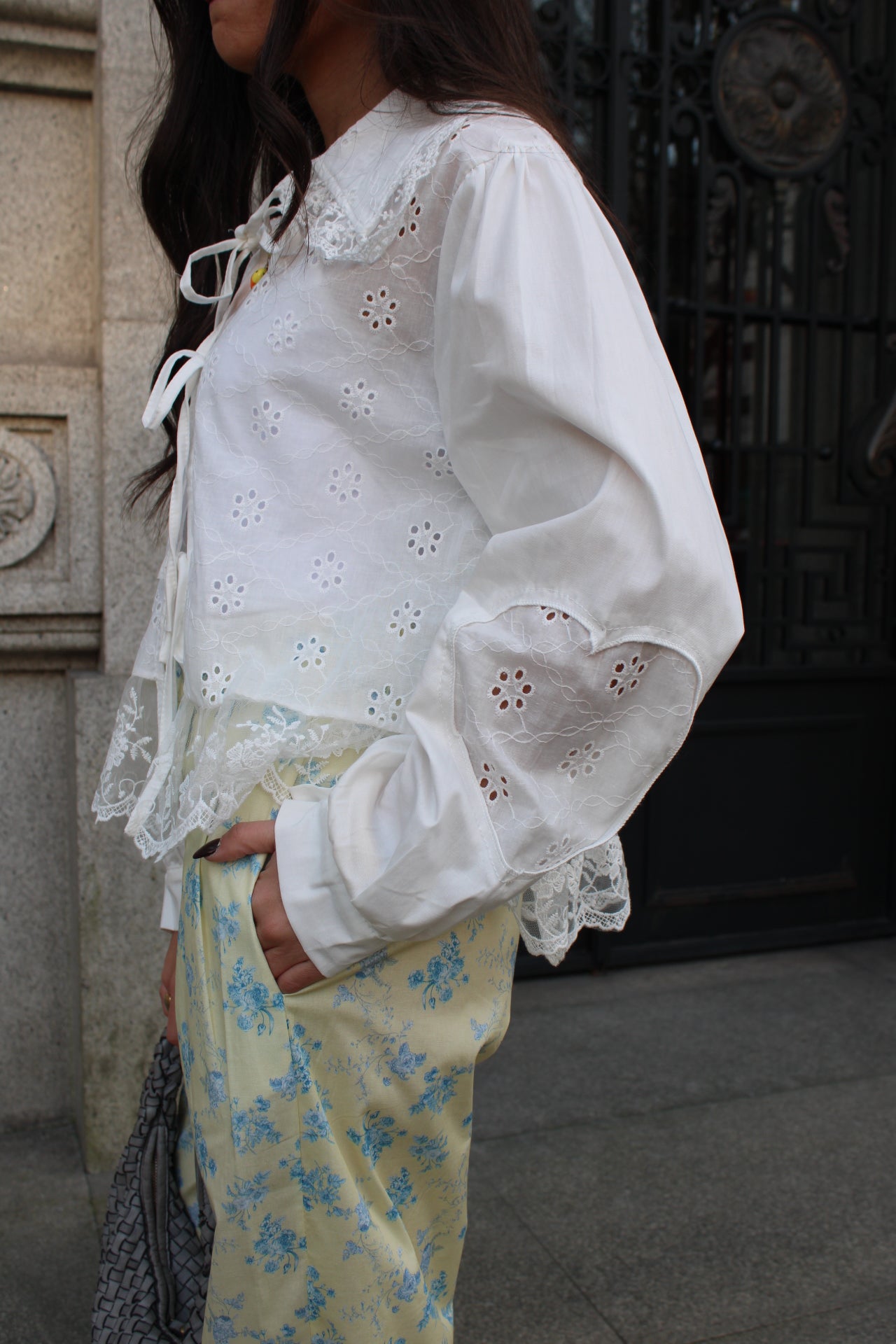 Blouse with Lace and English Embroidery Details