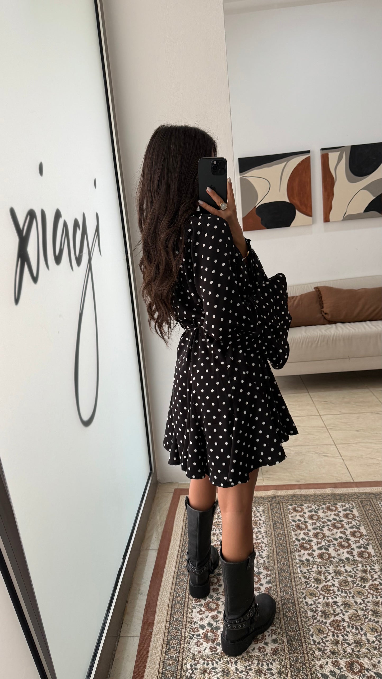 Black Polka Dot Ruffle Dress