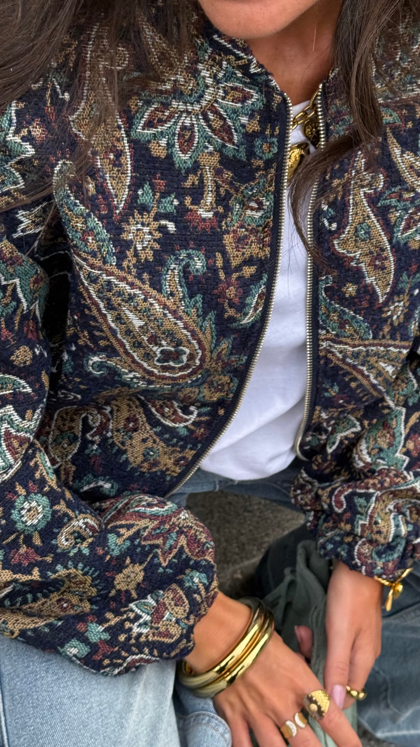 Paisley Bomber Jacket - Blue Tones