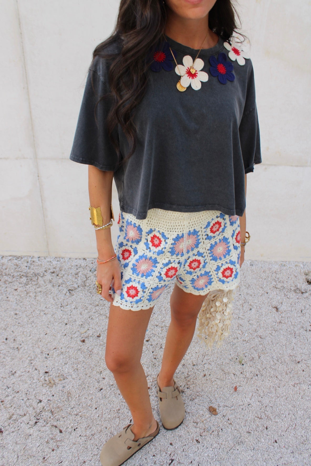 Crochet Flower T-Shirt