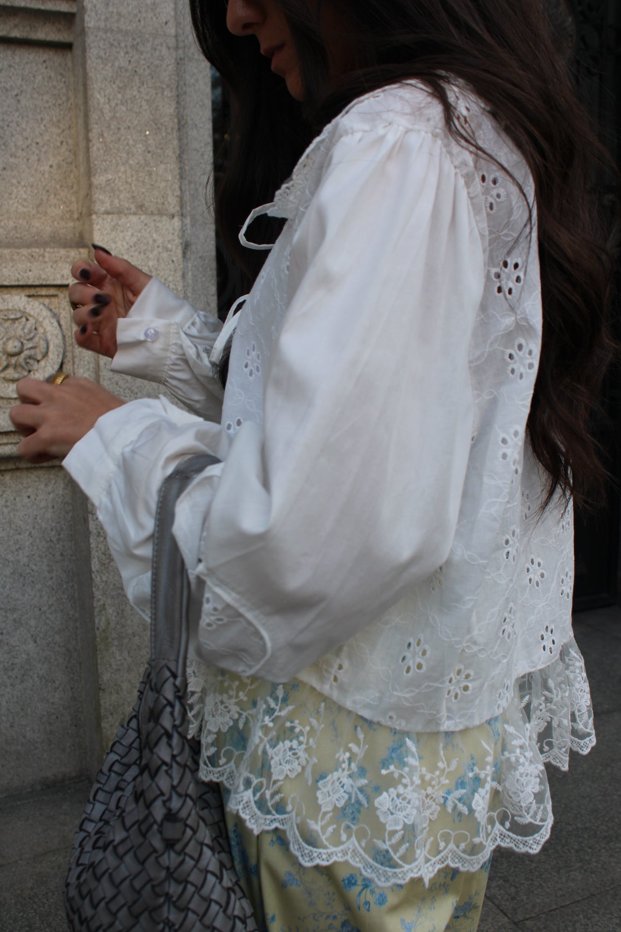 Blouse with Lace and English Embroidery Details