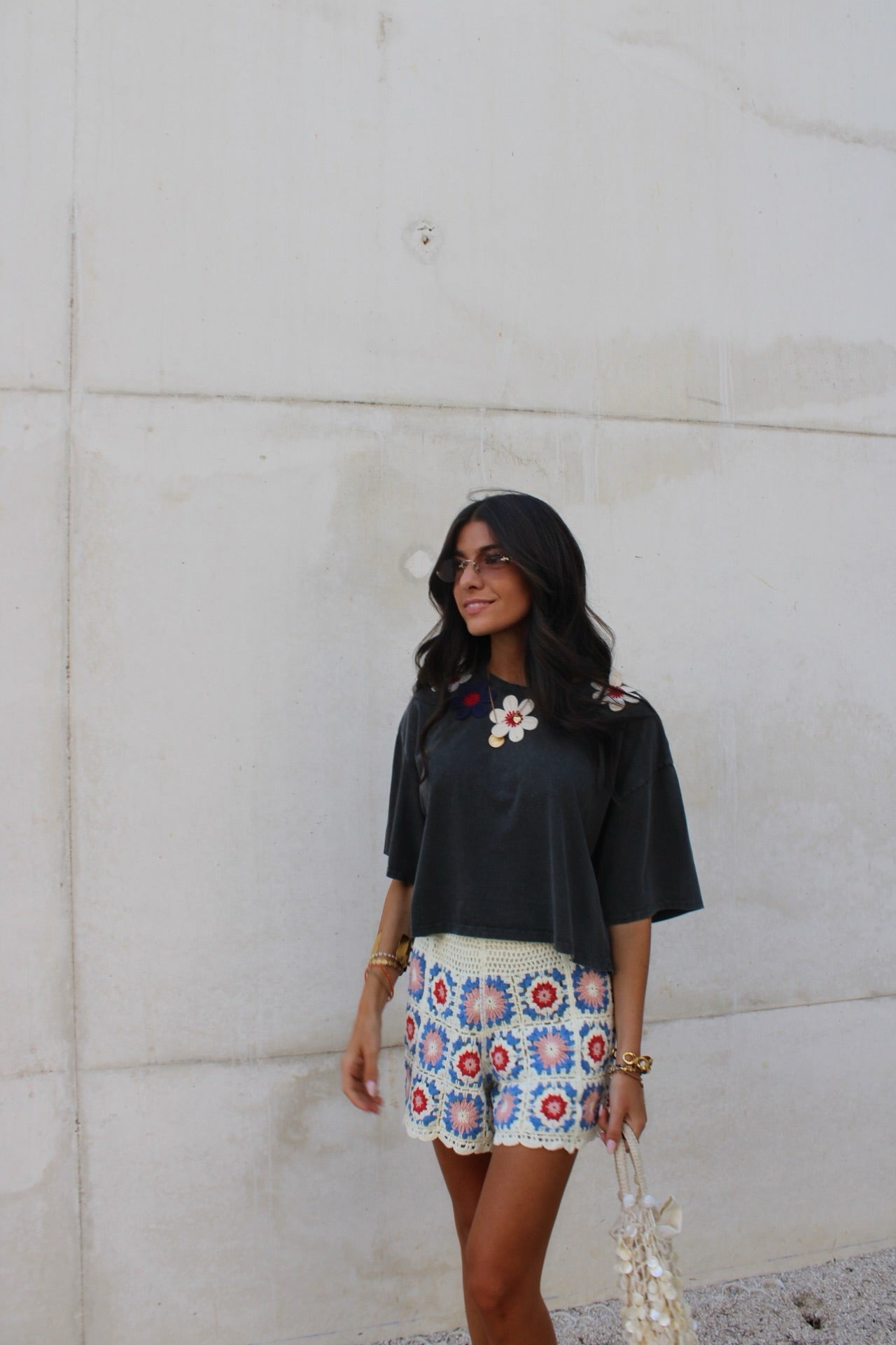 Crochet Flower T-Shirt