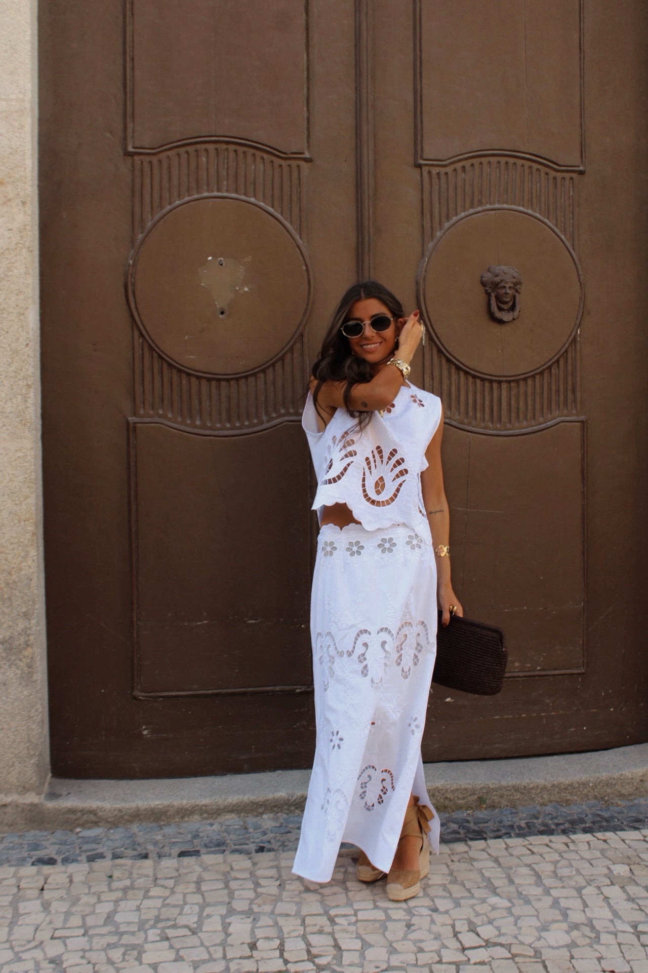 Embroidered Top & Maxi Skirt Set