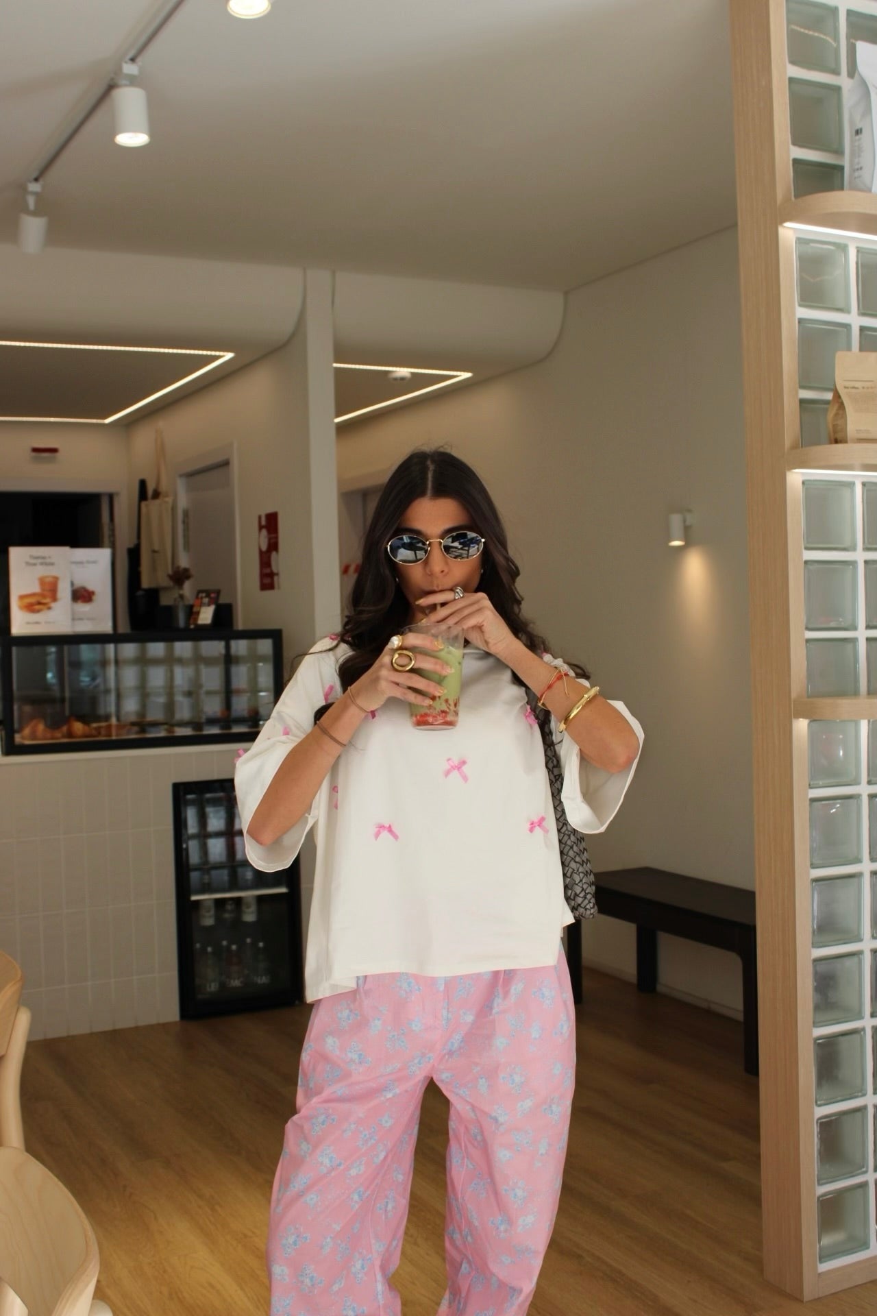 White T-shirt with Pink Bows