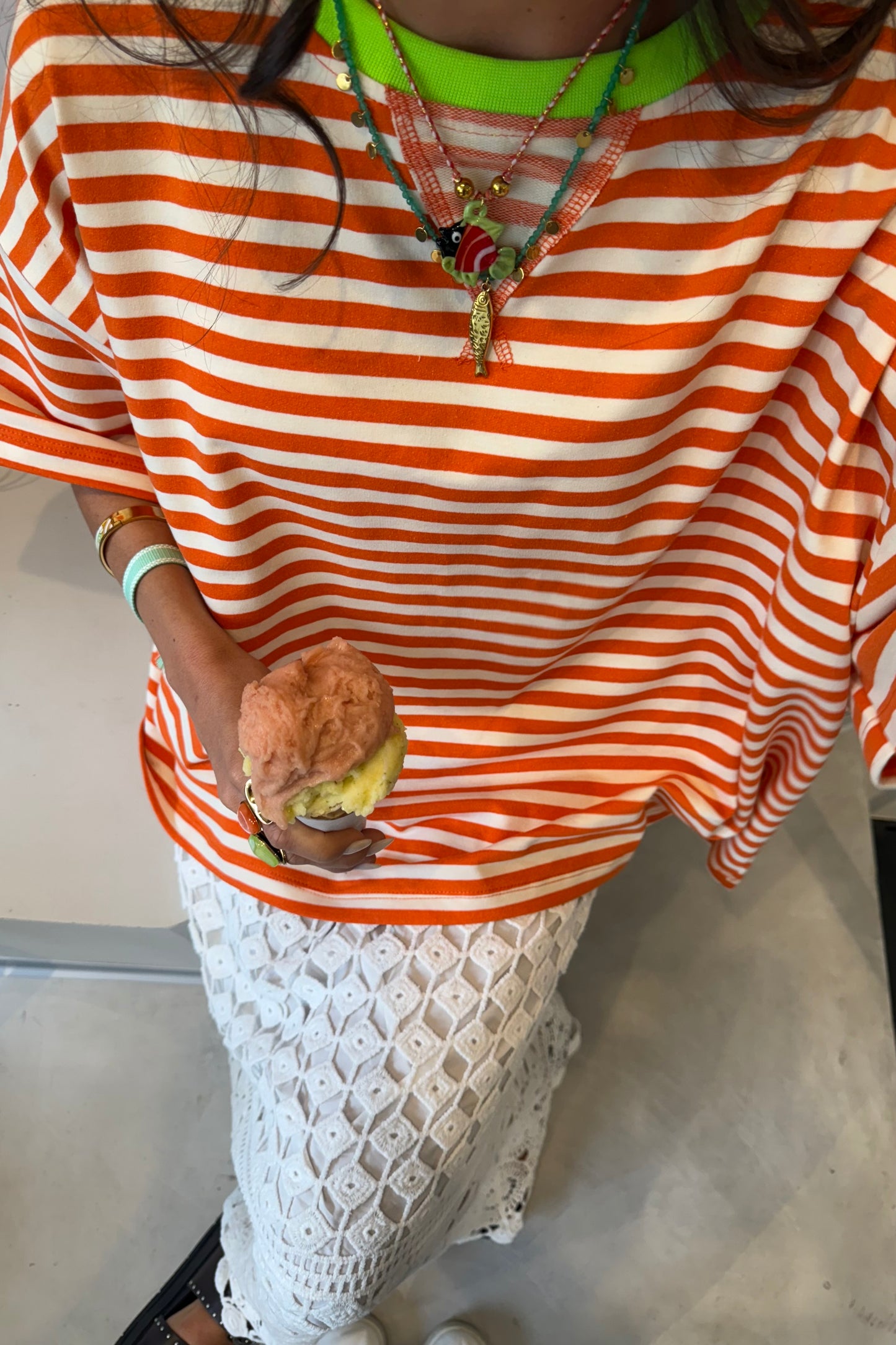 Orange Striped T-shirt with a Touch of Green (Pre-order | shipping on June 11)