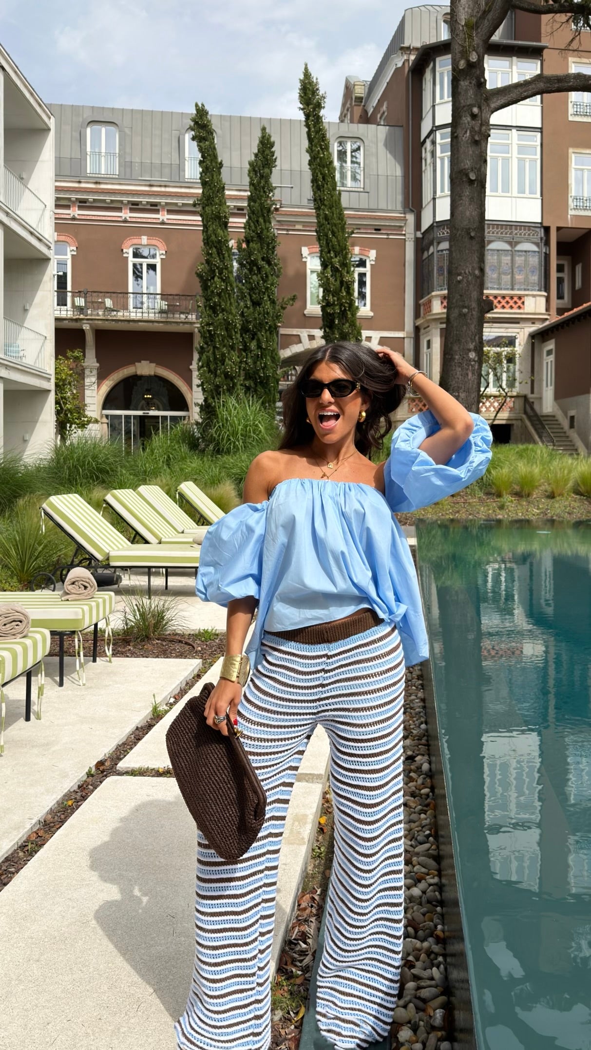 Ice Blue Top with Balloon Sleeves