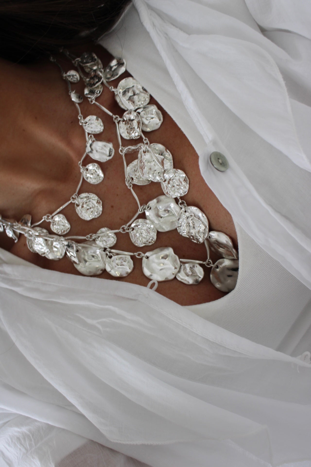 Triple Necklace - Hammered Effect Medals