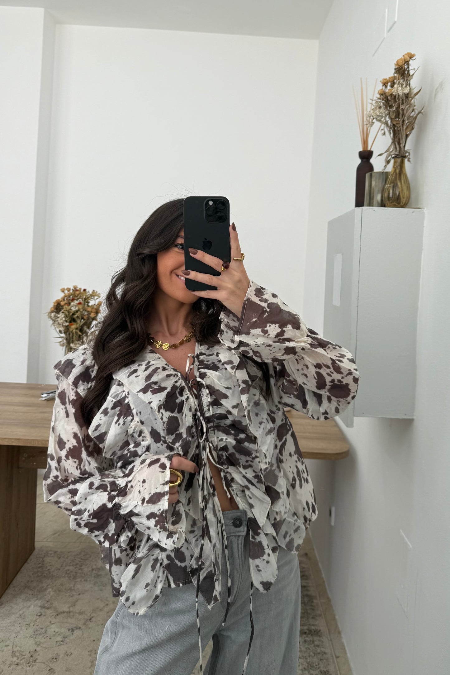 Cow Print Blouse