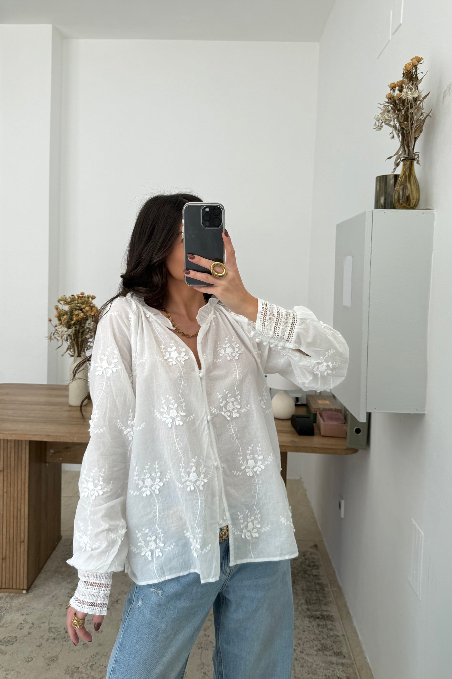 Shirt with Embroidered Details