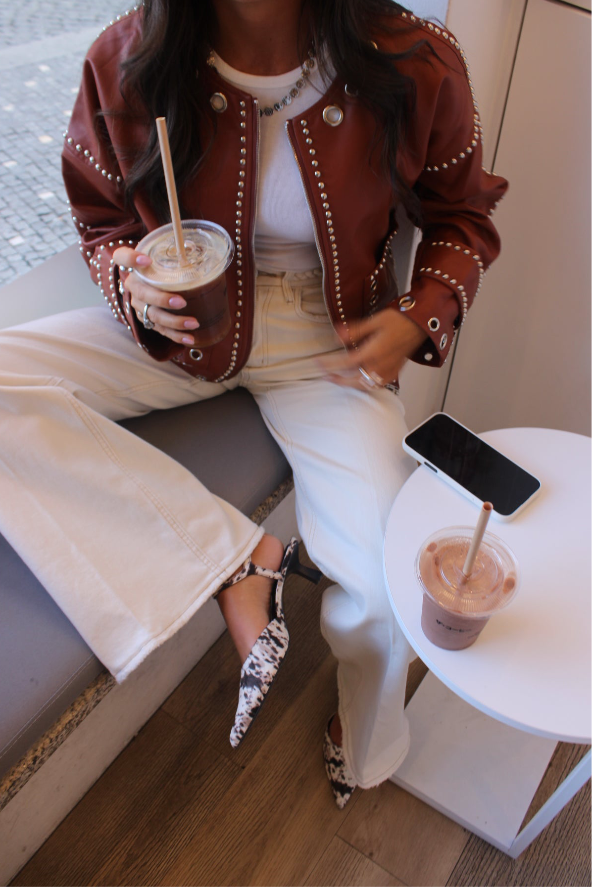 Studded Eyelet Jacket in Terracotta