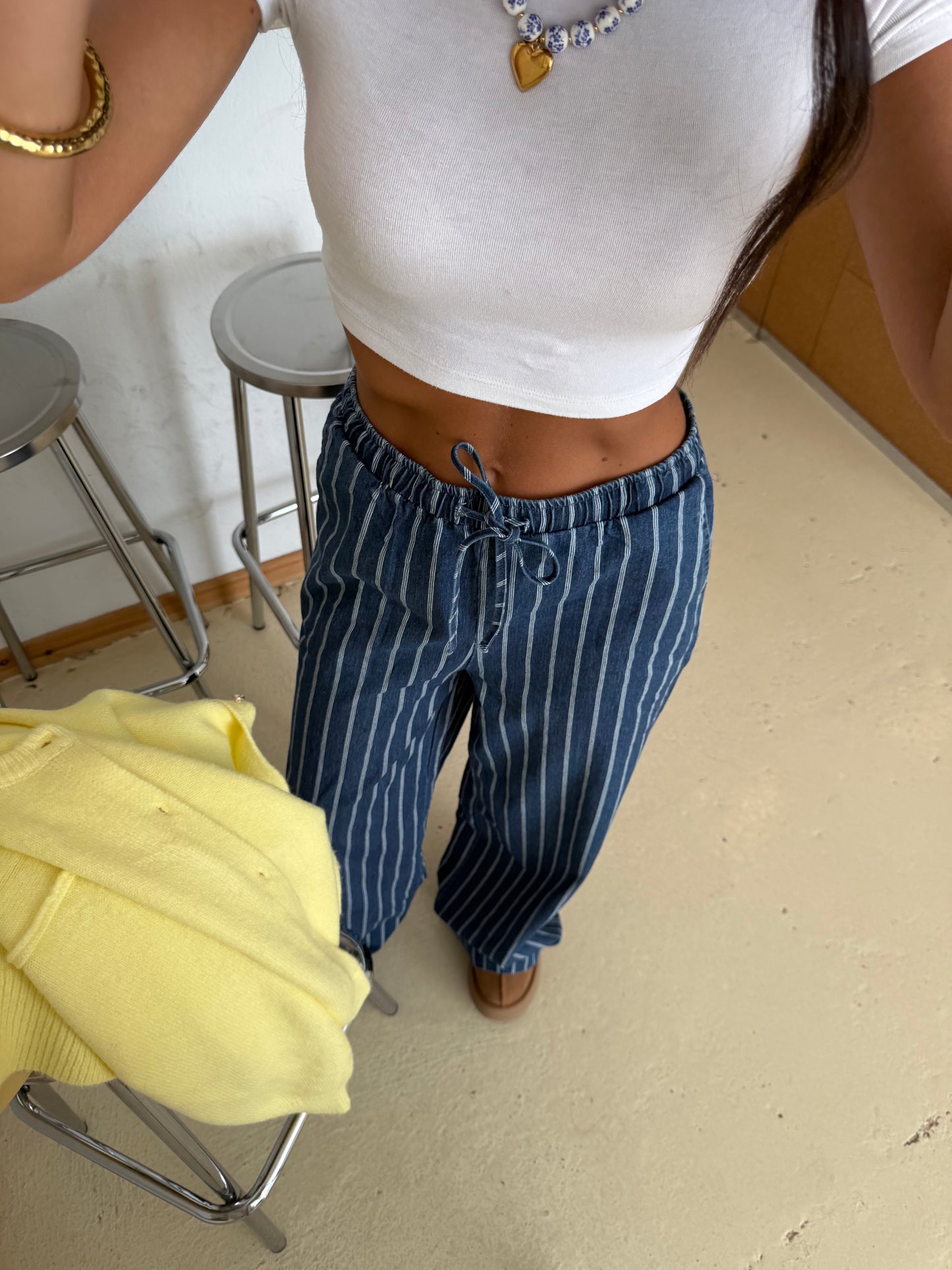 Striped Wide-Leg Jeans