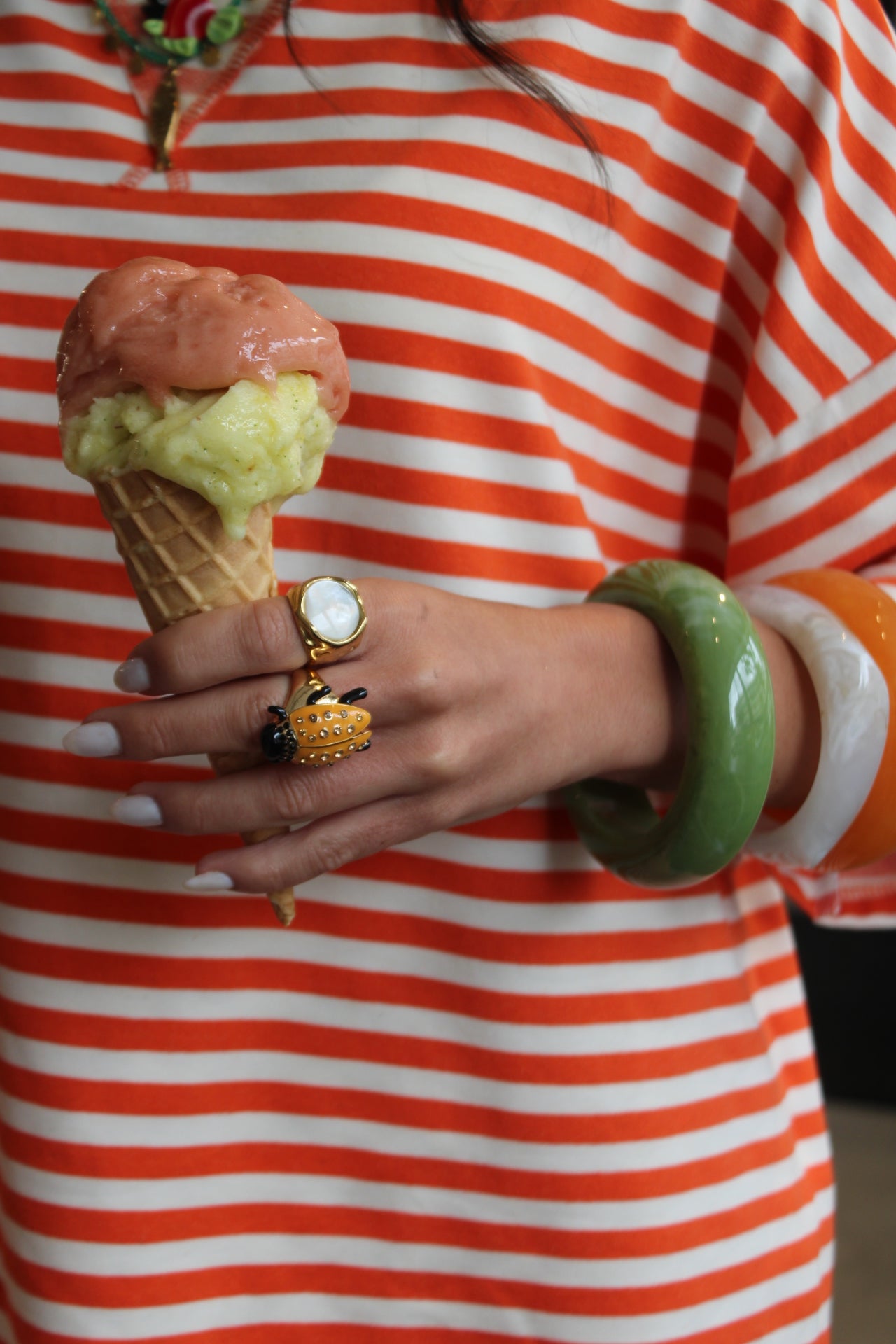 Orange Ladybug Ring