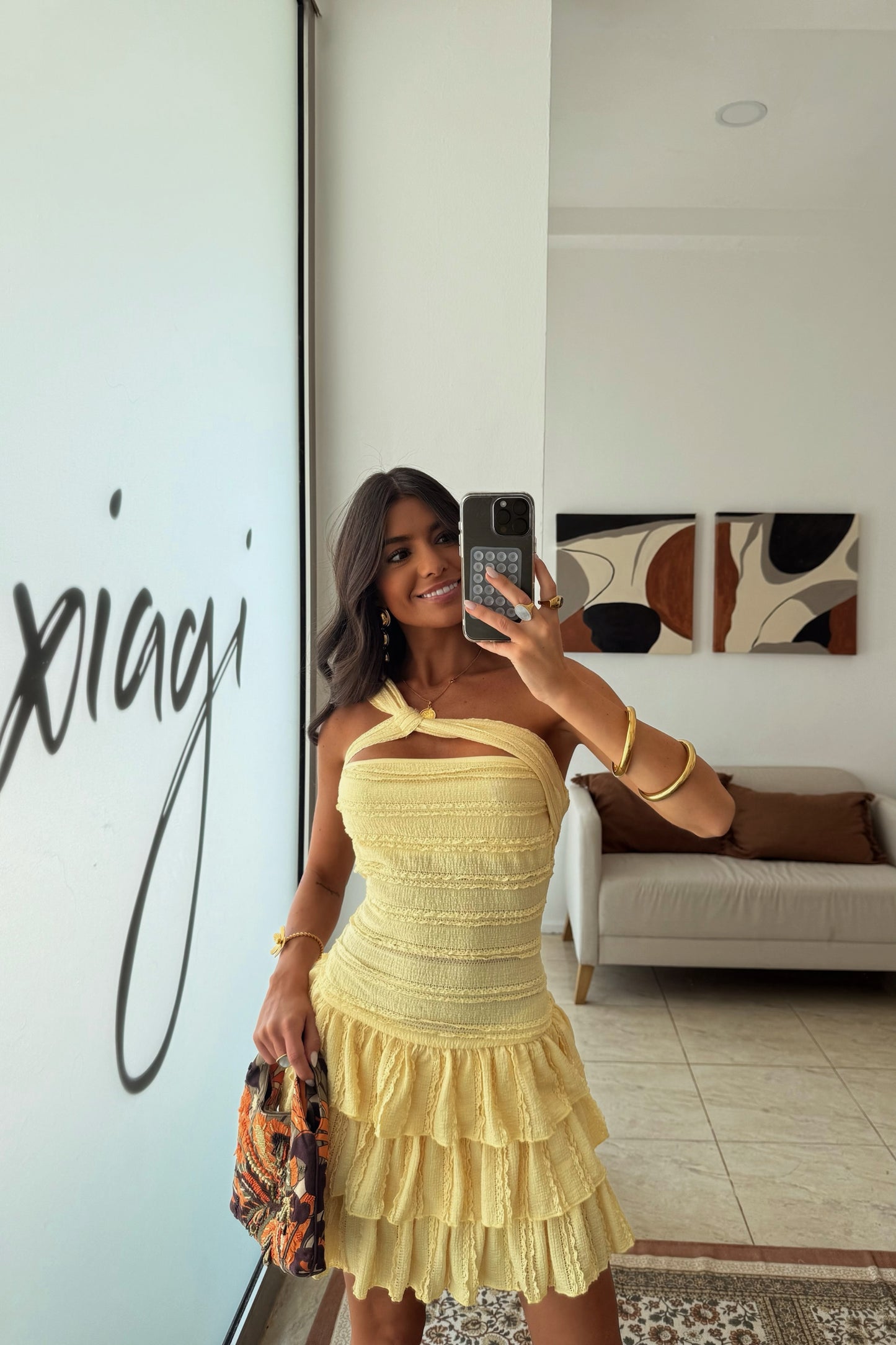 Butter Yellow Ruffle Dress