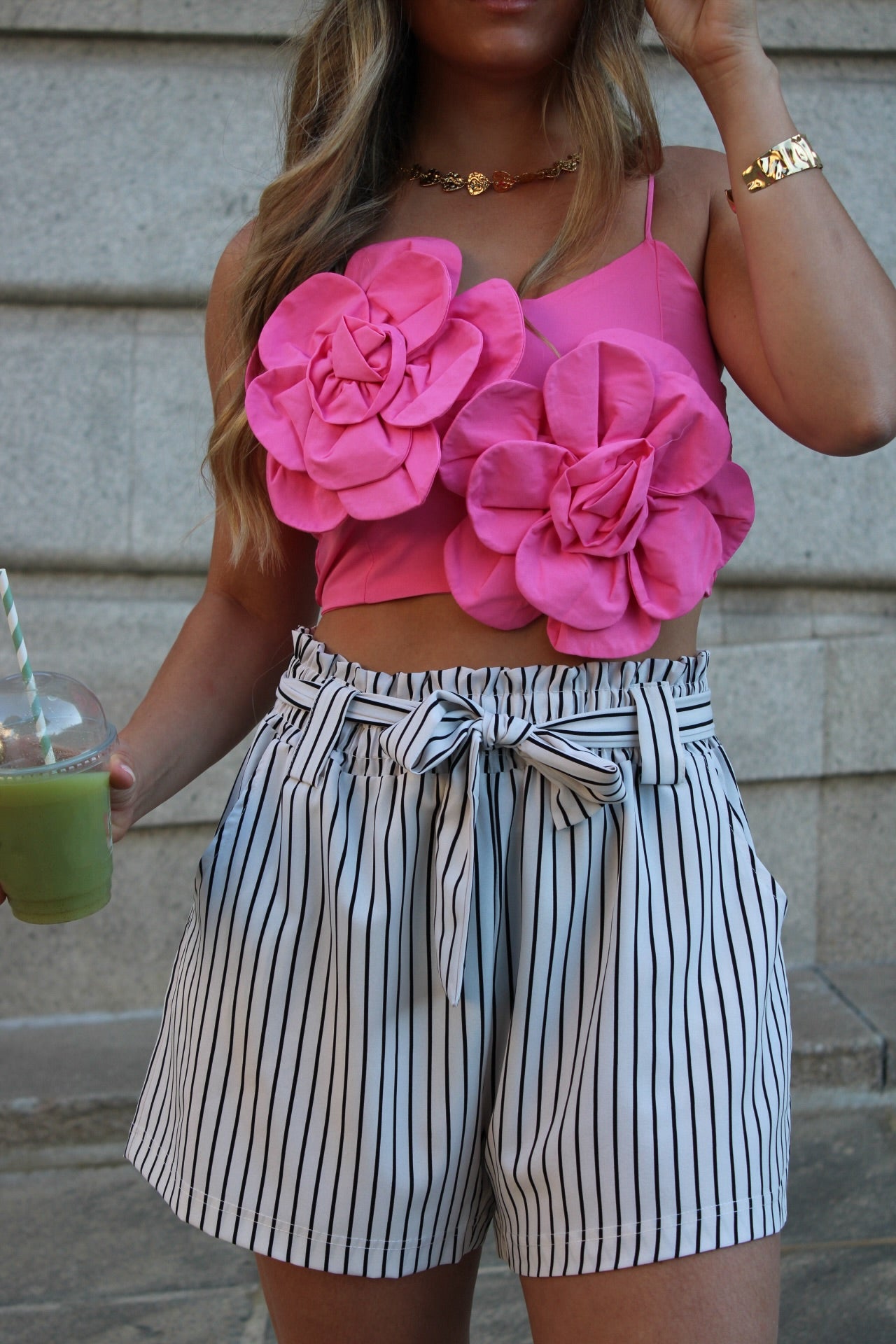 Pink Floral Crop Top