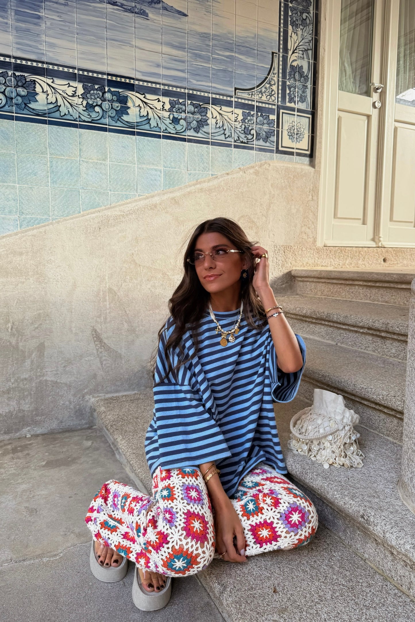 Navy and Sky Blue Striped T-Shirt