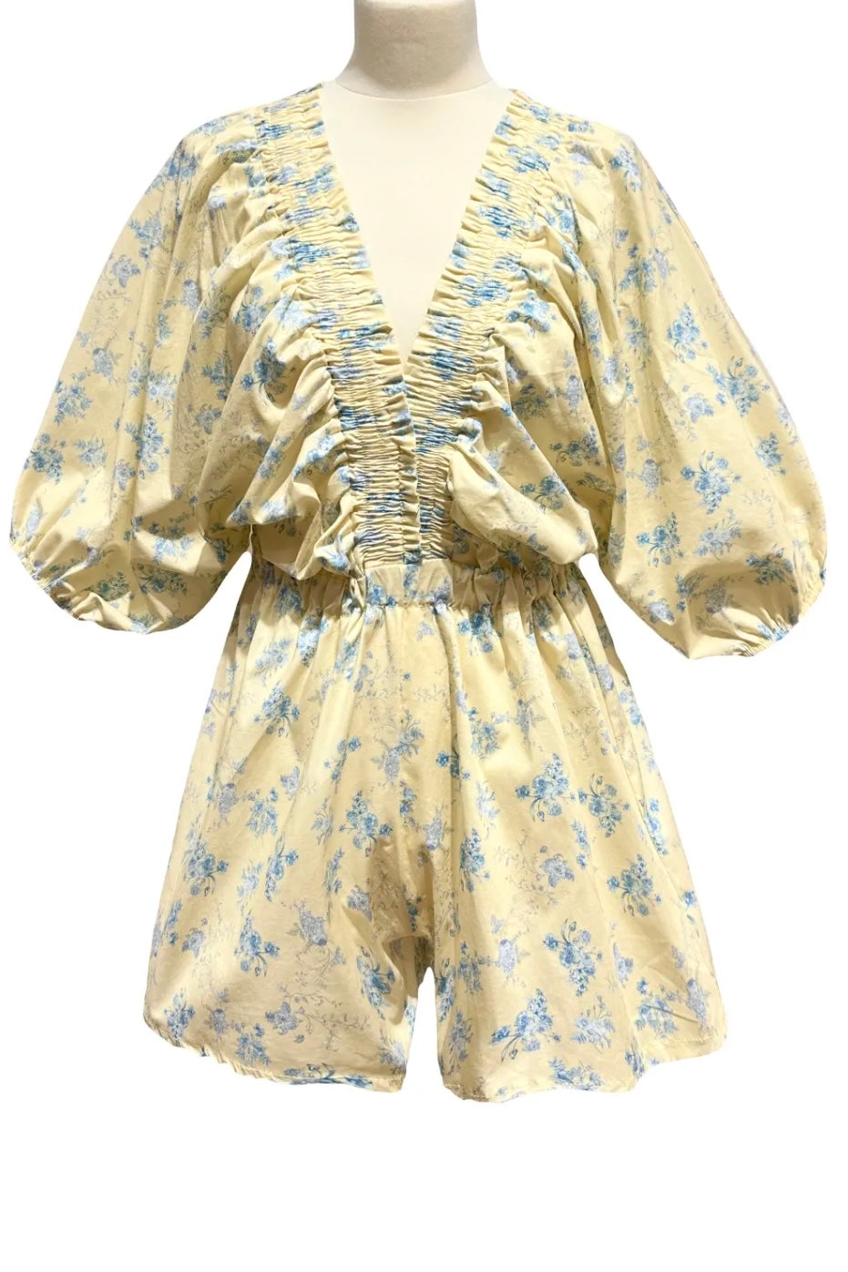 Floral Print Jumpsuit in Soft Butter Yellow