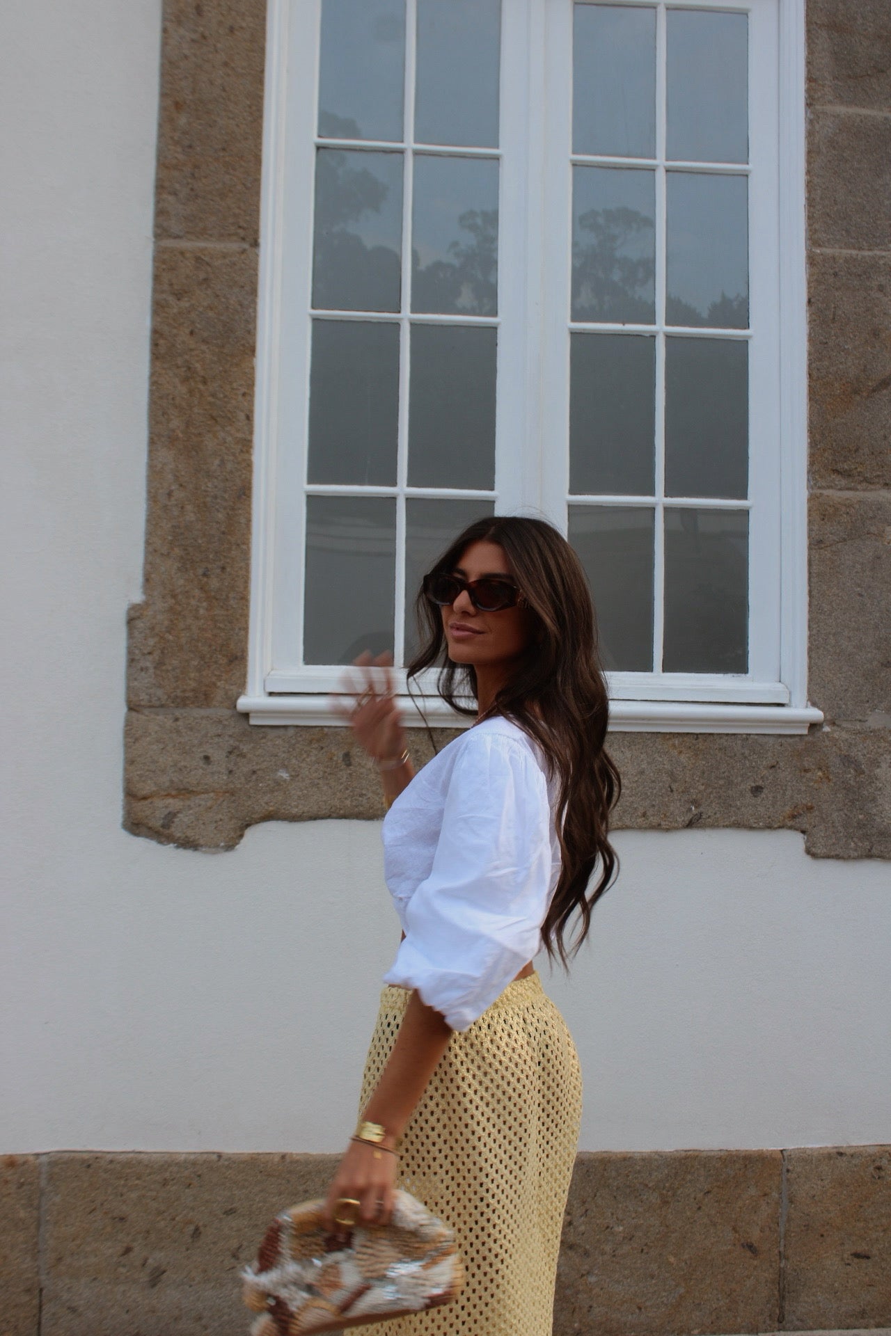 Butter Yellow Crochet Skirt w/ Gold Accents