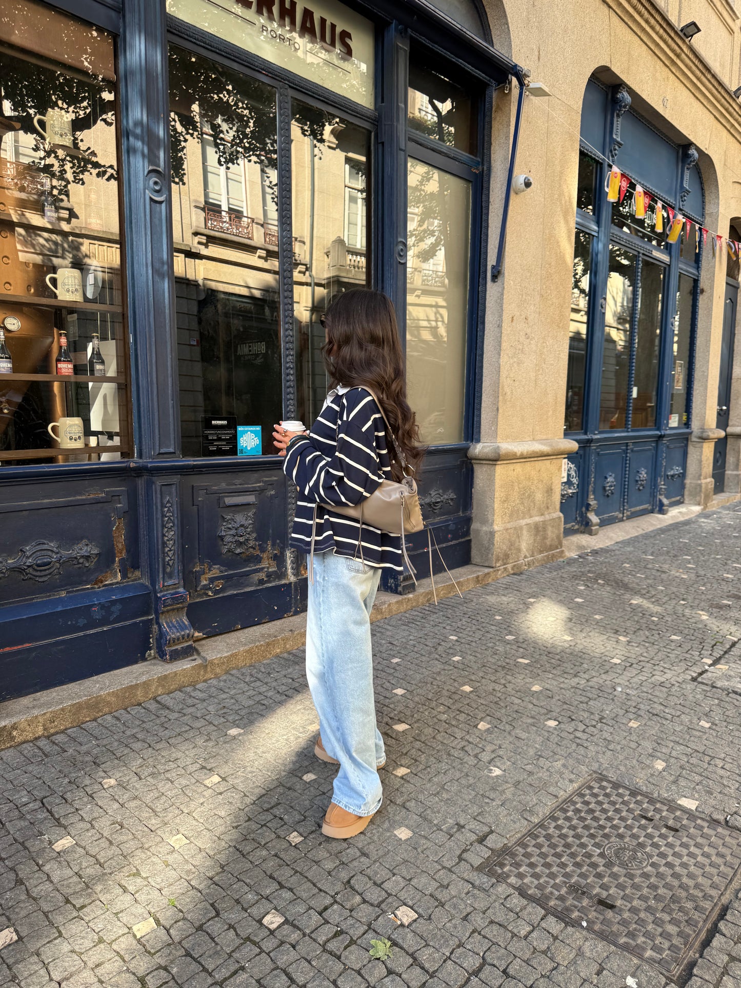 Navy Striped Polo Sweater