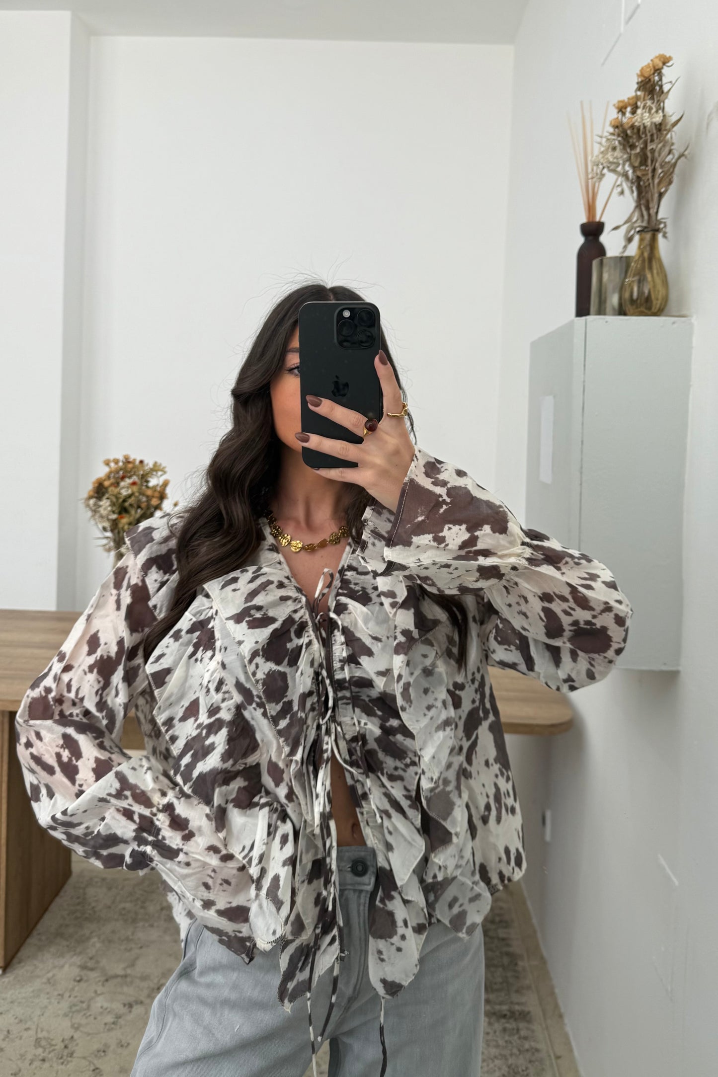 Cow Print Blouse