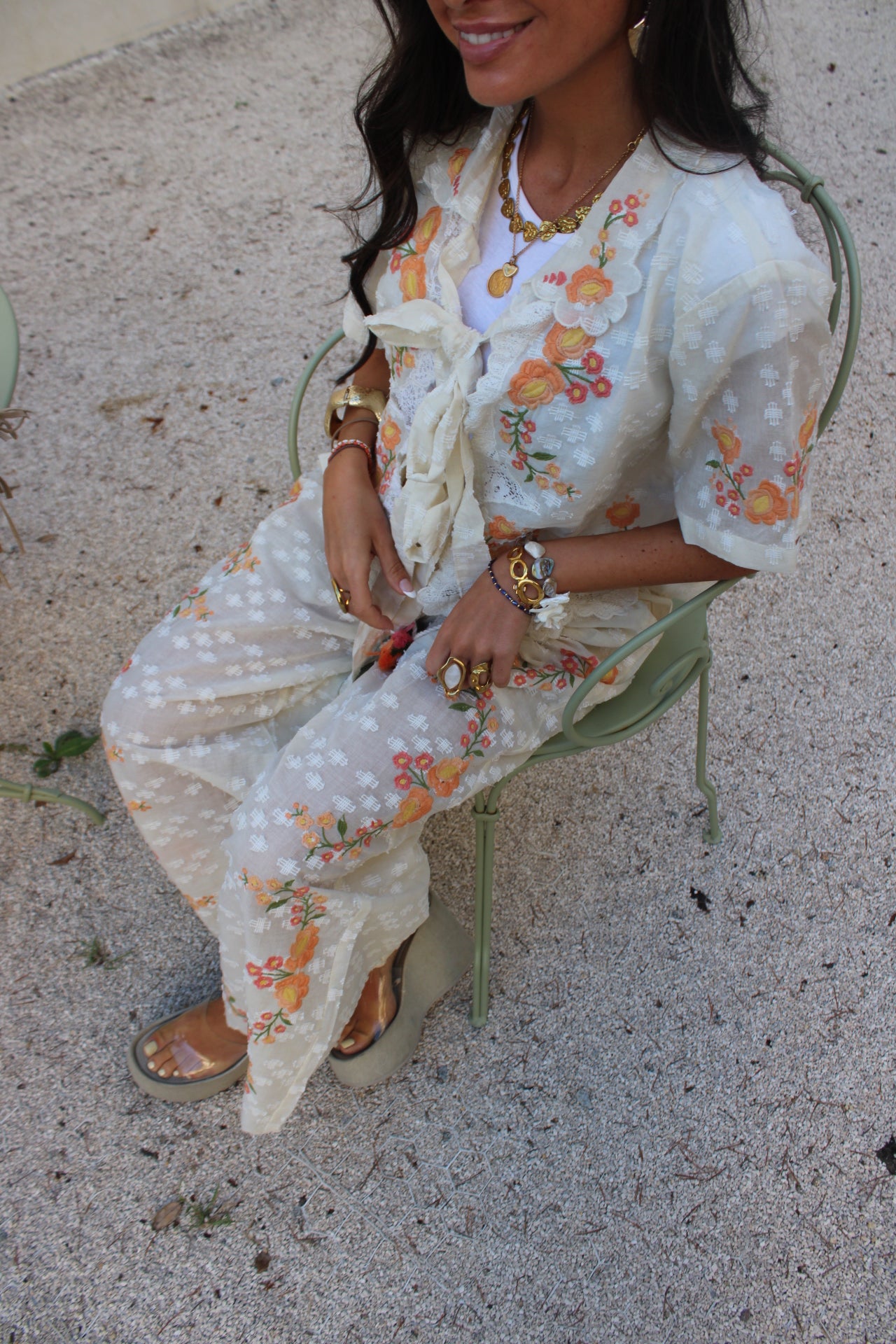 Embroidered Floral Set (Blouse & Pants)