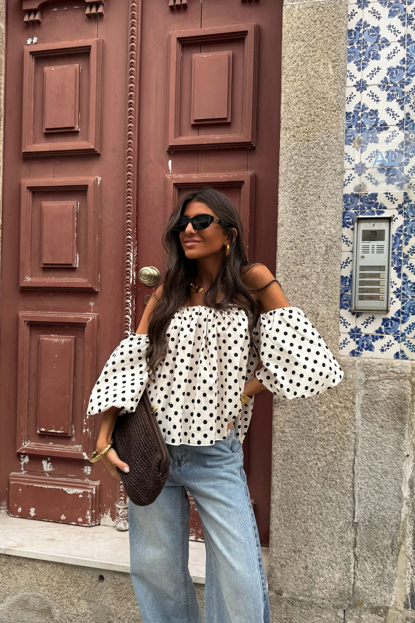 Polka Dot Off-Shoulder Top