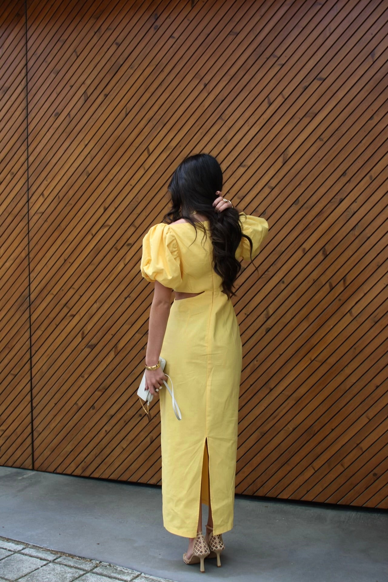 Long Dress with Cut-Out Details In Yellow