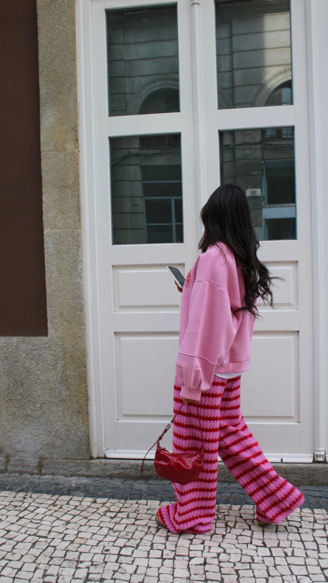 Striped Knit Pants in Pink & Red